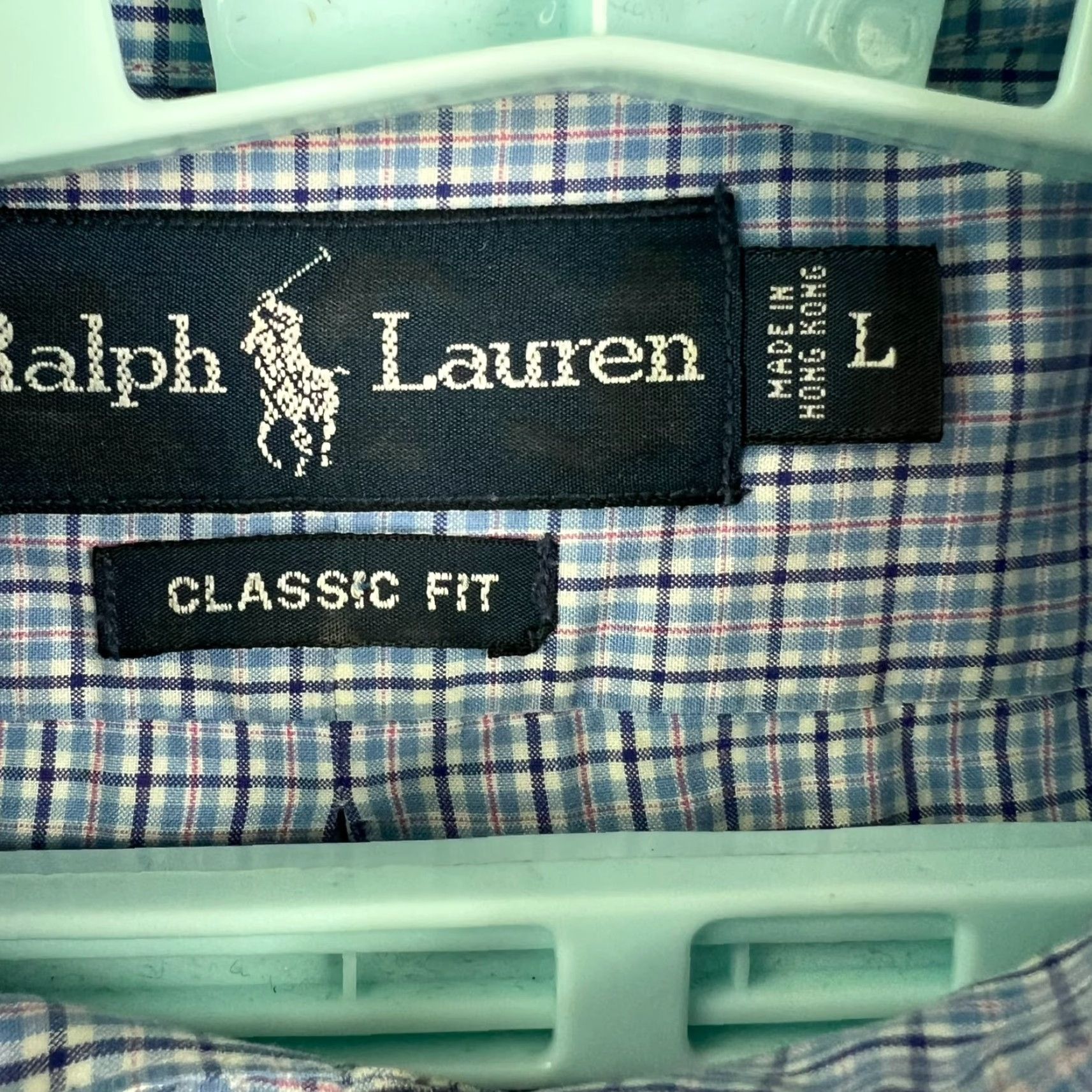 Ralph Lauren Ralph Lauren Classic Fit Button-Down Shirt Mens L Blue Short Sleeve Check 52 Chest Embroidered Polo Ralph Lauren Big Pony Menswear Size US L / EU 52-54 / 3 - 4 Thumbnail