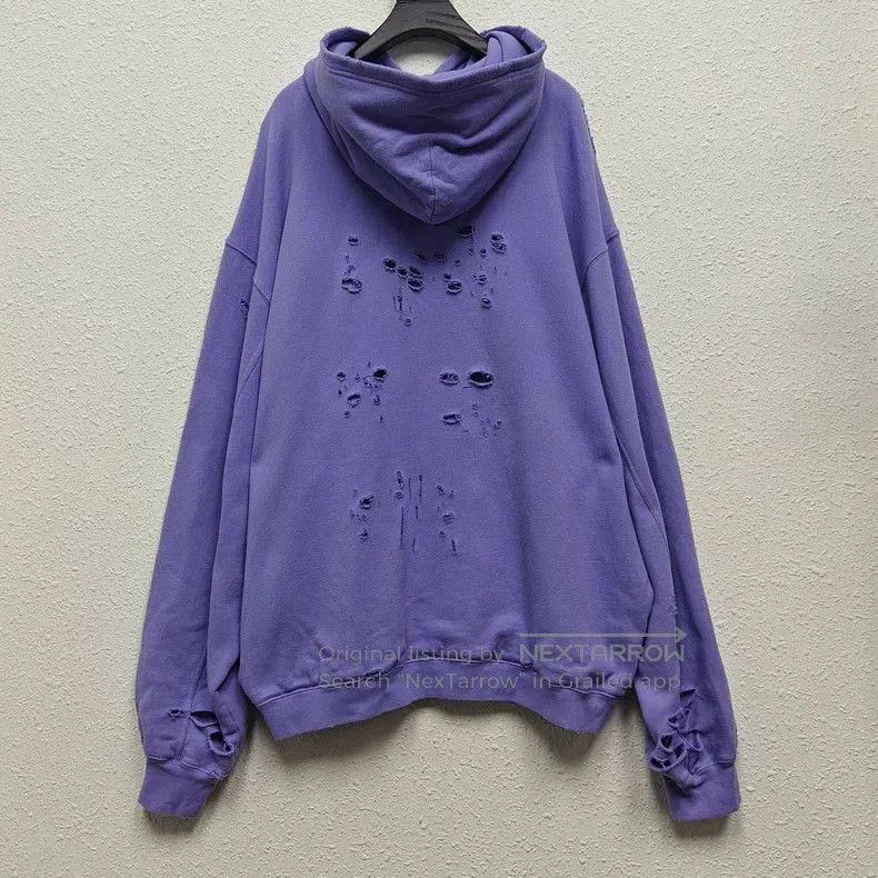 Balenciaga Balenciaga Purple Logo Distressed Hoodie. Size US L / EU 52-54 / 3 - 2 Thumbnail