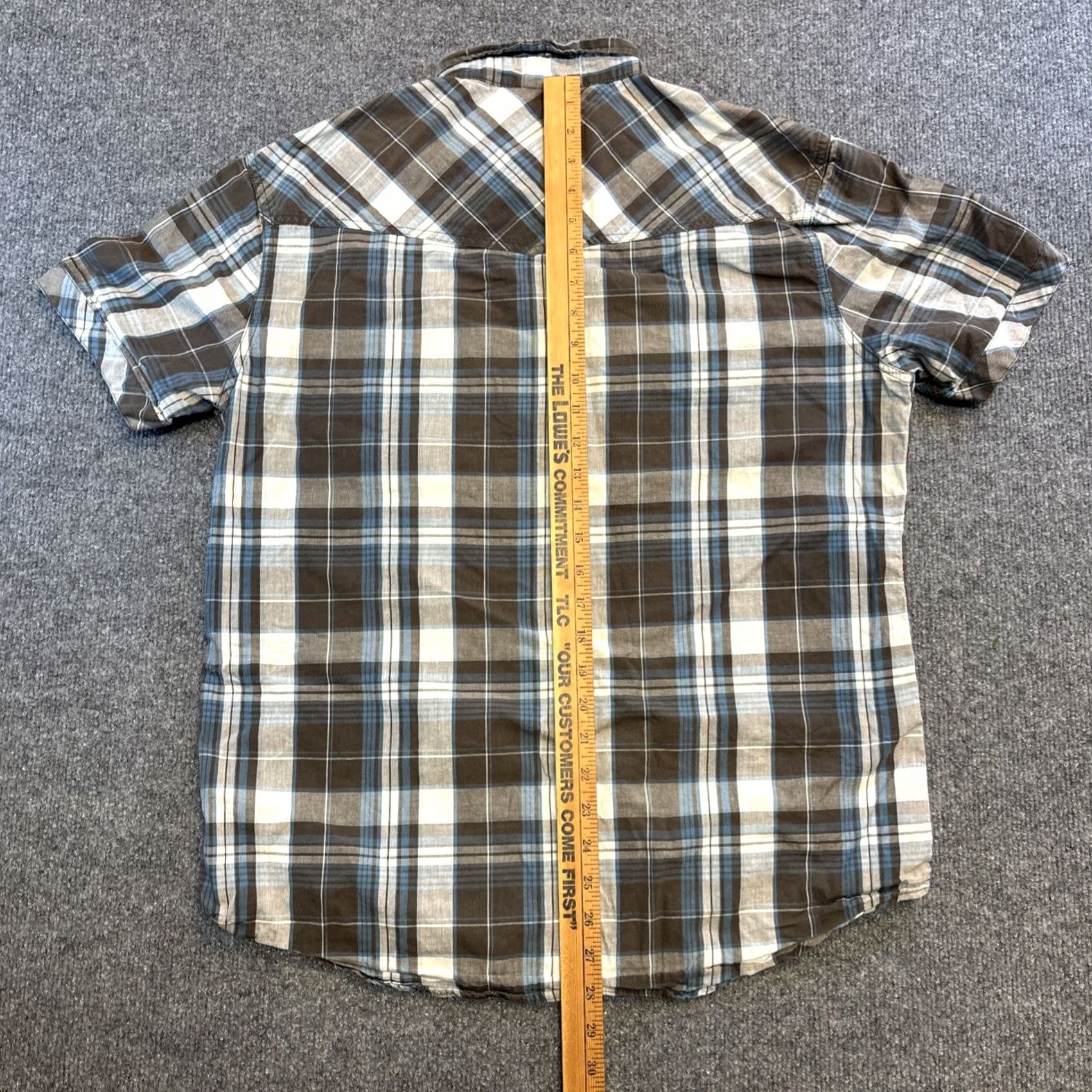 JNCO JNCO Crown Brand Shirt Adult XL Blue Gray Plaid Button-Up Short Sleeve Slim Fit Regular I Colorful Western Modern Mens Size US XL / EU 56 / 4 - 7 Thumbnail