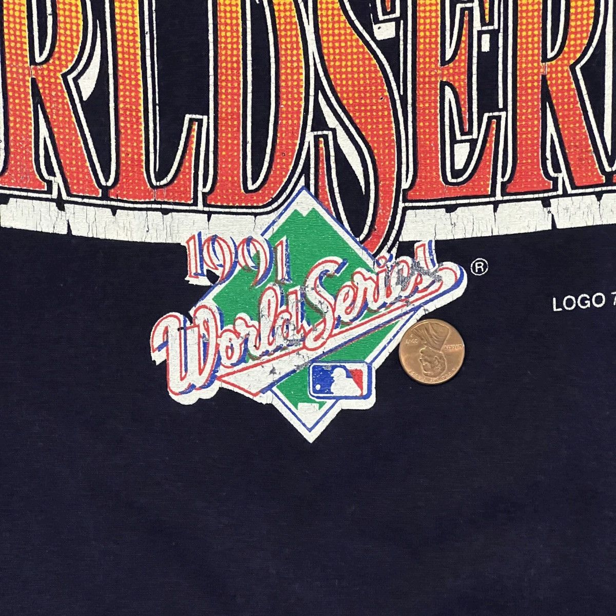 Logo 7 Vintage Atlanta Braves 1991 World Series T Shirt Large Navy Size US L / EU 52-54 / 3 - 3 Thumbnail