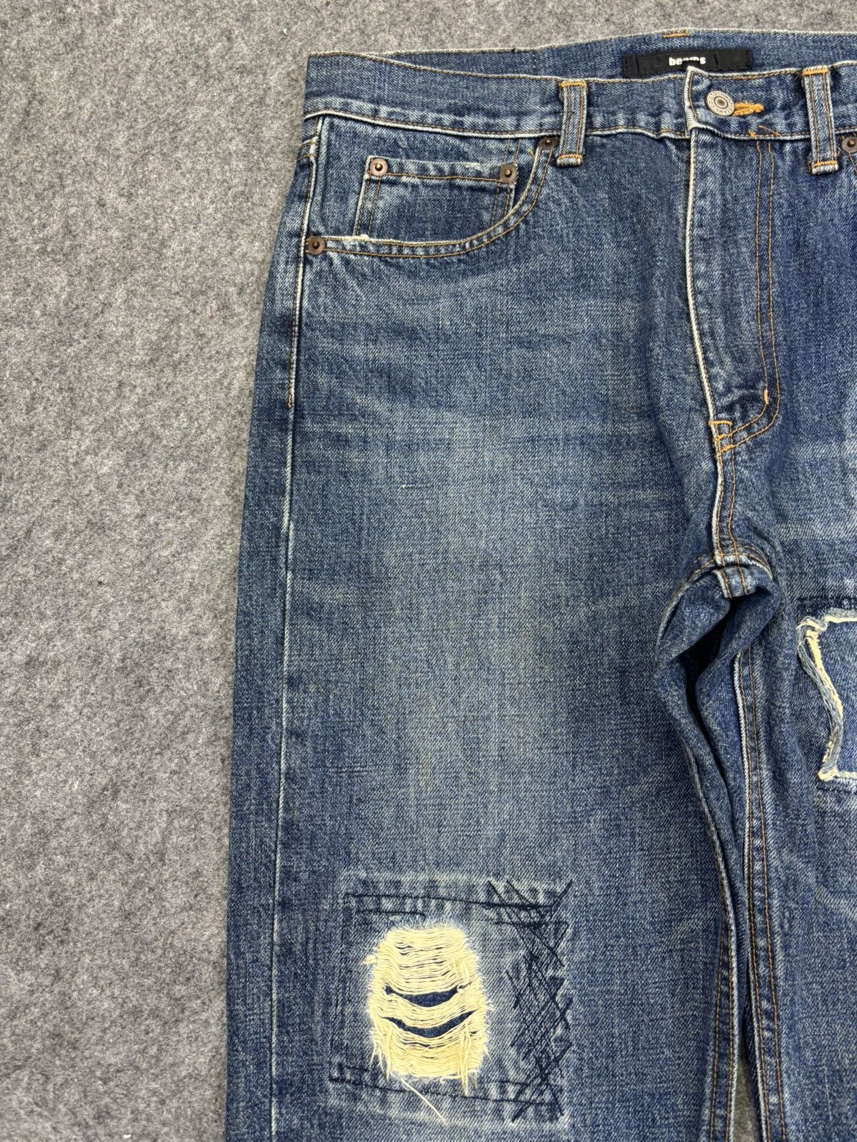 Beams Plus 💥Denim Art💥BEAMS Japan Patchwork Distressed Denim F872 Size US 31 - 4 Thumbnail
