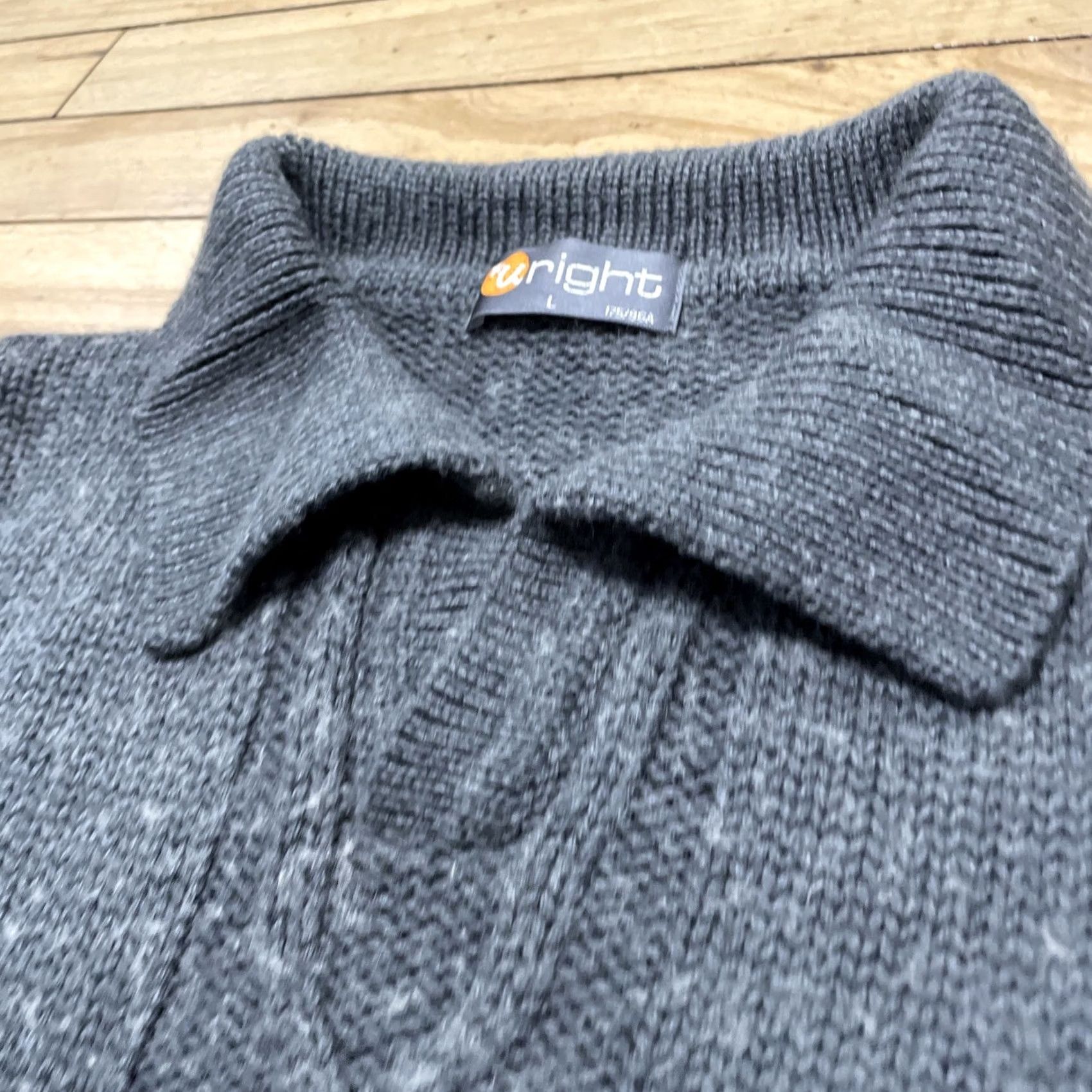 Vintage VINTAGE URIGHT Wool Sweater Cable-Knit Fair Isle Nordic Fisherman Cowl Long Sleeve Adult L Gray Wool Pullover Mens Size US L / EU 52-54 / 3 - 5 Thumbnail