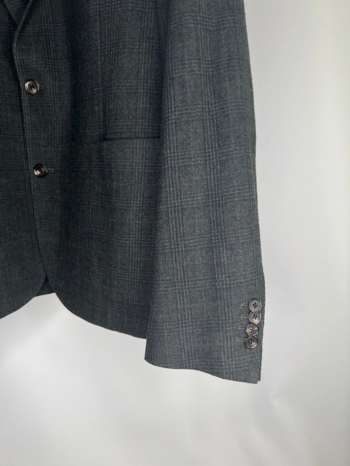 Marc O'Polo MARC O'POLO Plaid Dark Green Blazer Wool Unlined Size 46R - 6 Thumbnail