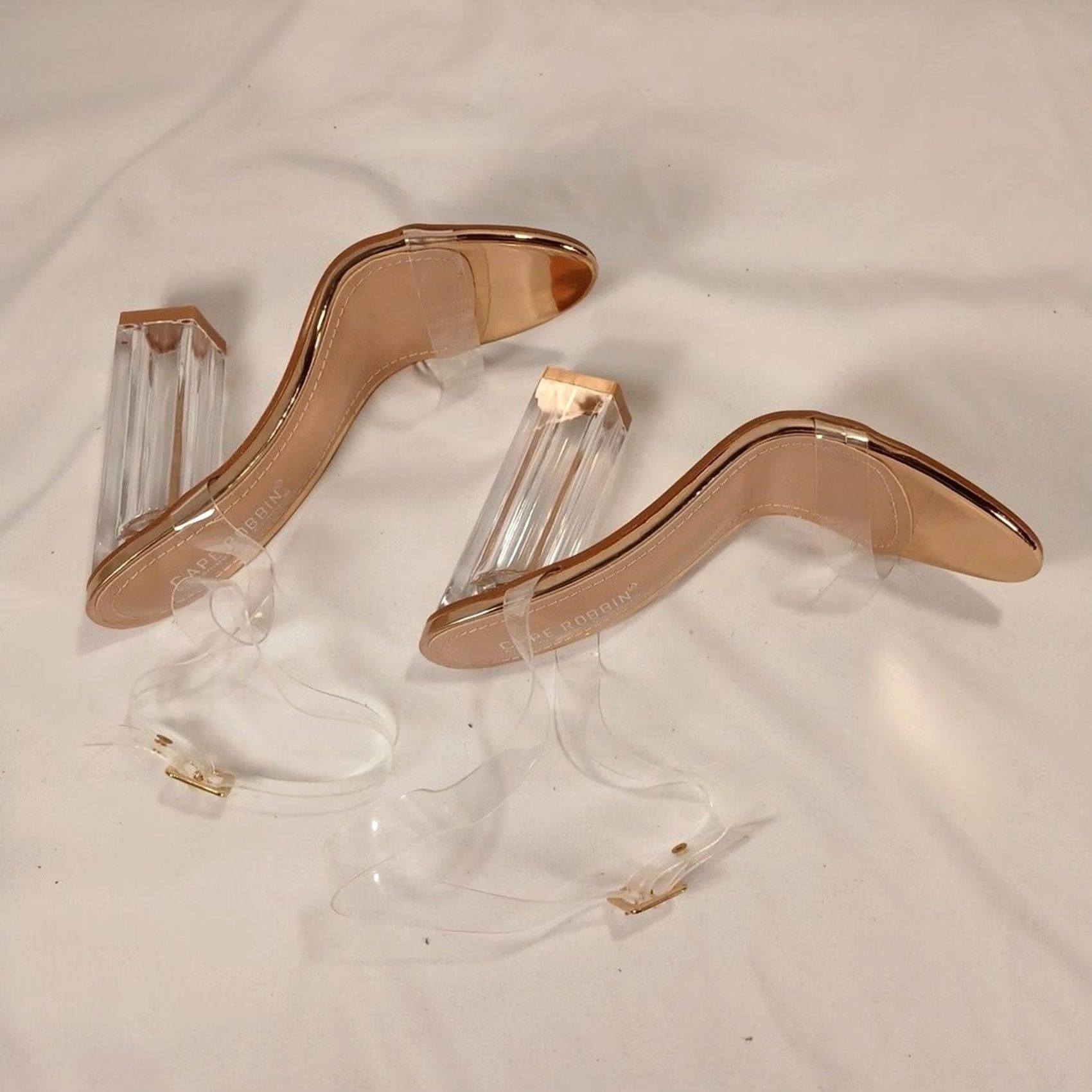 Vintage Cape Robbin Maria-2 Women’s Rose Gold Clear Strap Heeled Sandals Size 5.5 Sandal Womens Rose Gold Stiletto Casual Birthday Cushioned UV? Size US 6 / IT 36 - 6 Thumbnail
