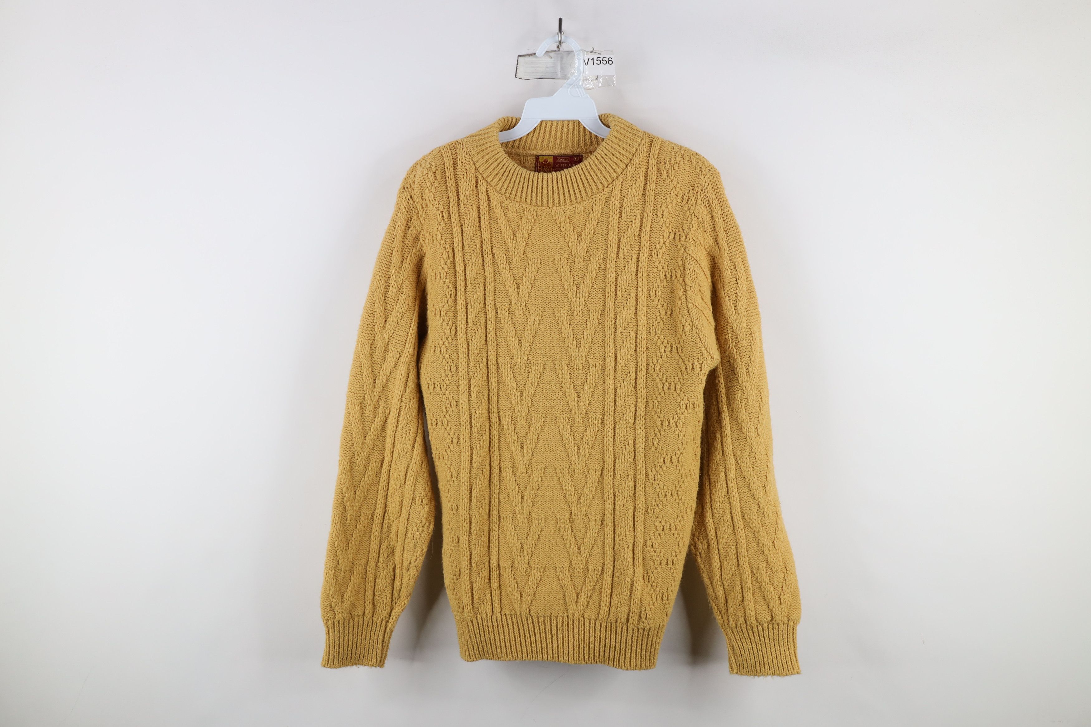 Vintage Vintage 70s Streetwear Textured Knit Crewneck Sweater Gold Size US S / EU 44-46 / 1 - 1 Thumbnail