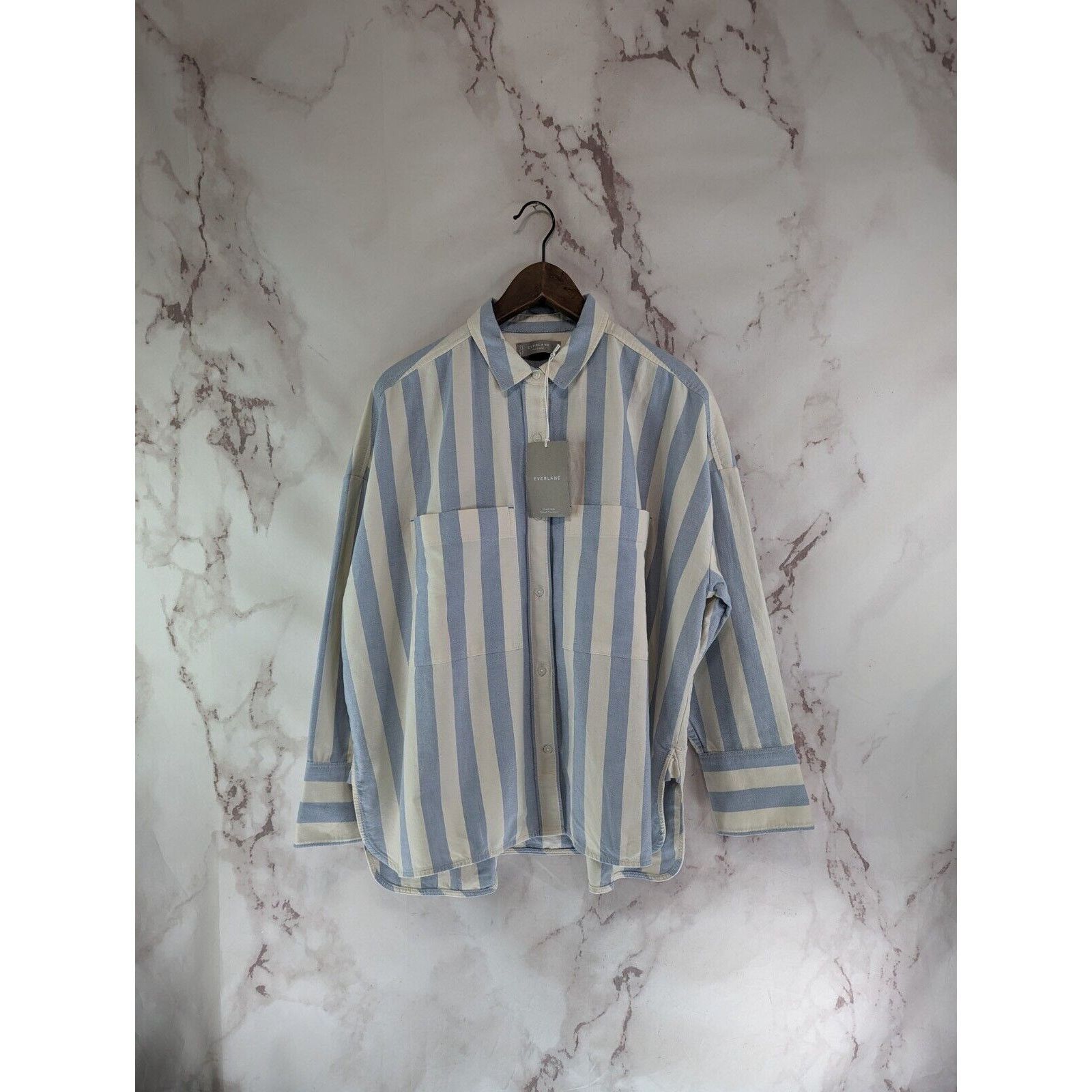 Everlane Everlane Shirt Womens Small Blue Striped Button Boxy Oxford Size S / US 4 / IT 40 - 1 Thumbnail