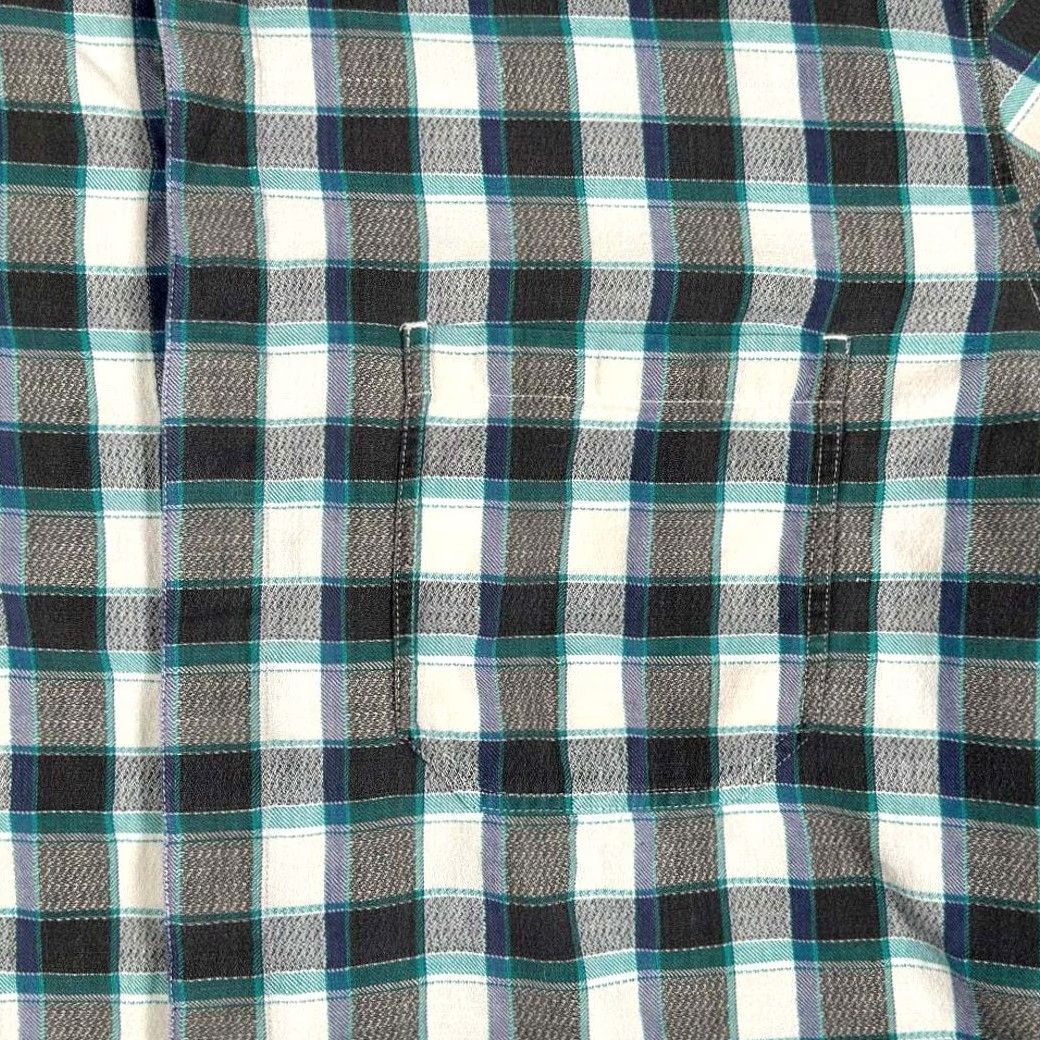 Levi's VINTAGE Levi's Shirt Adult LARGE Gray Green Blue Plaid Grunge Button-Down 90s Mens Size US L / EU 52-54 / 3 - 5 Thumbnail
