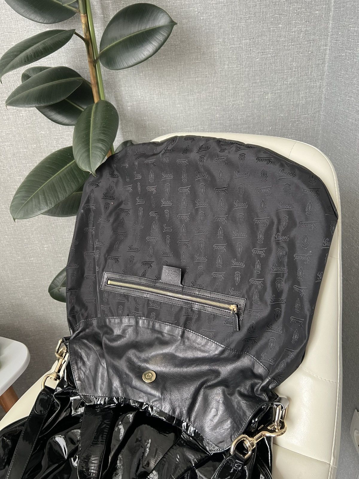 Gucci GUCCI Hysteria Pleated Black Patent Leather Shoulder Bag Size ONE SIZE - 20 Thumbnail