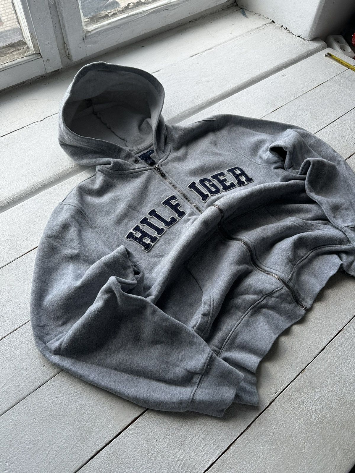 Tommy Hilfiger × Vintage 🚨TOMMY HILFIGER BOXY BIG LOGO ZIP HOODIE SWEATSHIRT MENS Y2k Size US M / EU 48-50 / 2 - 2 Thumbnail
