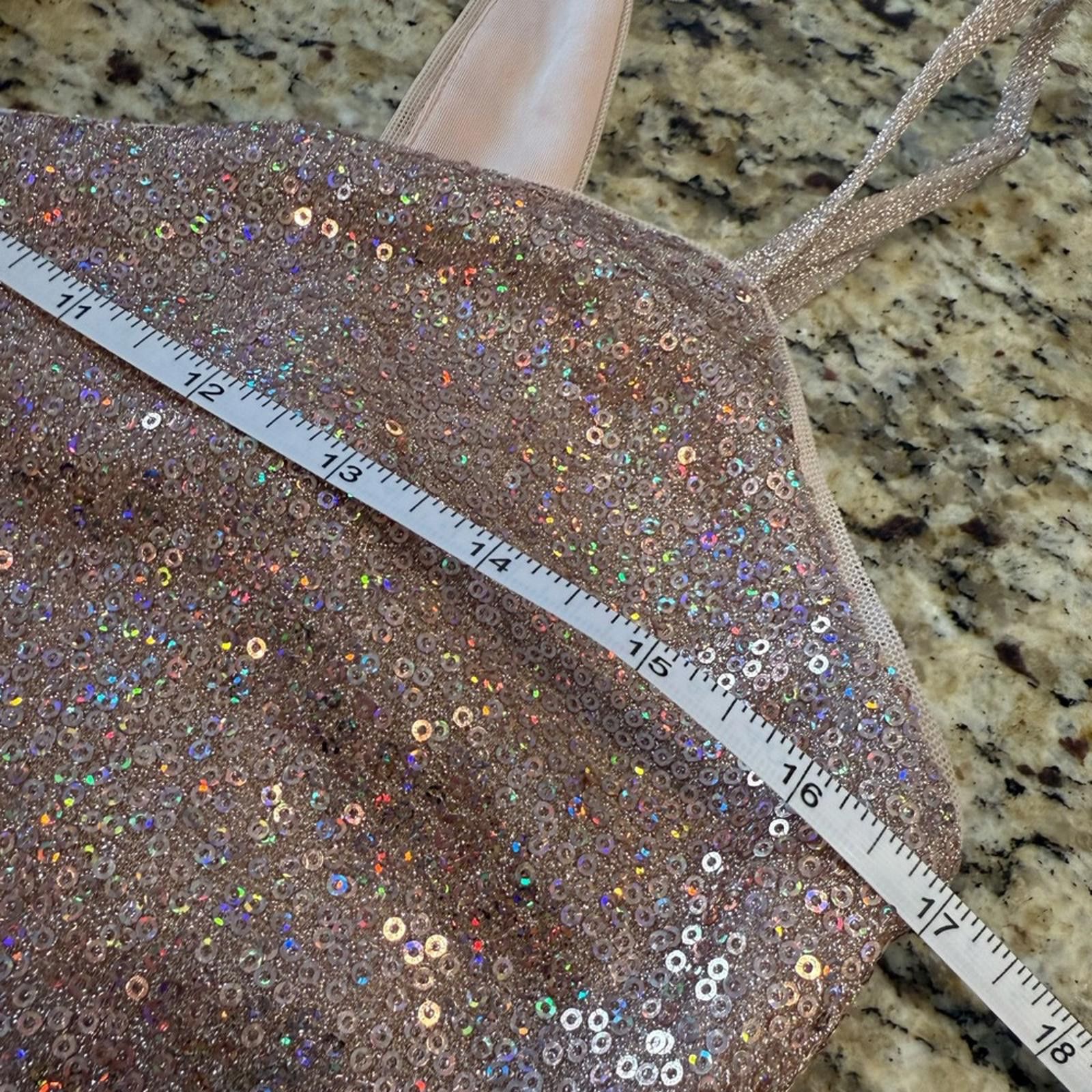 Other Aqua Formal gold pink sequined one shoulder midi dress SZ M Size M / US 6-8 / IT 42-44 - 7 Thumbnail