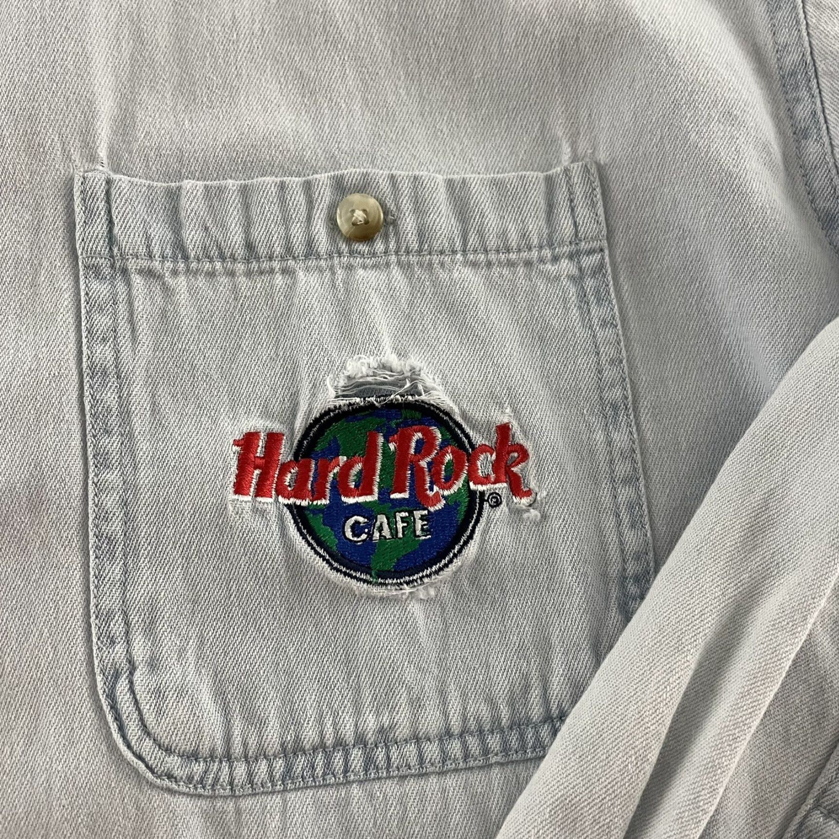 Hard Rock Cafe VINTAGE Hard Rock Cafe Shirt Denim Button-Front Long Sleeve Mens M Blue Size US M / EU 48-50 / 2 - 2 Thumbnail