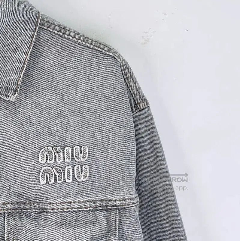 Miu Miu Miu Miu Gray Cropped Cotton Jacket for Women . Size XS / US 0-2 / IT 36-38 - 3 Thumbnail
