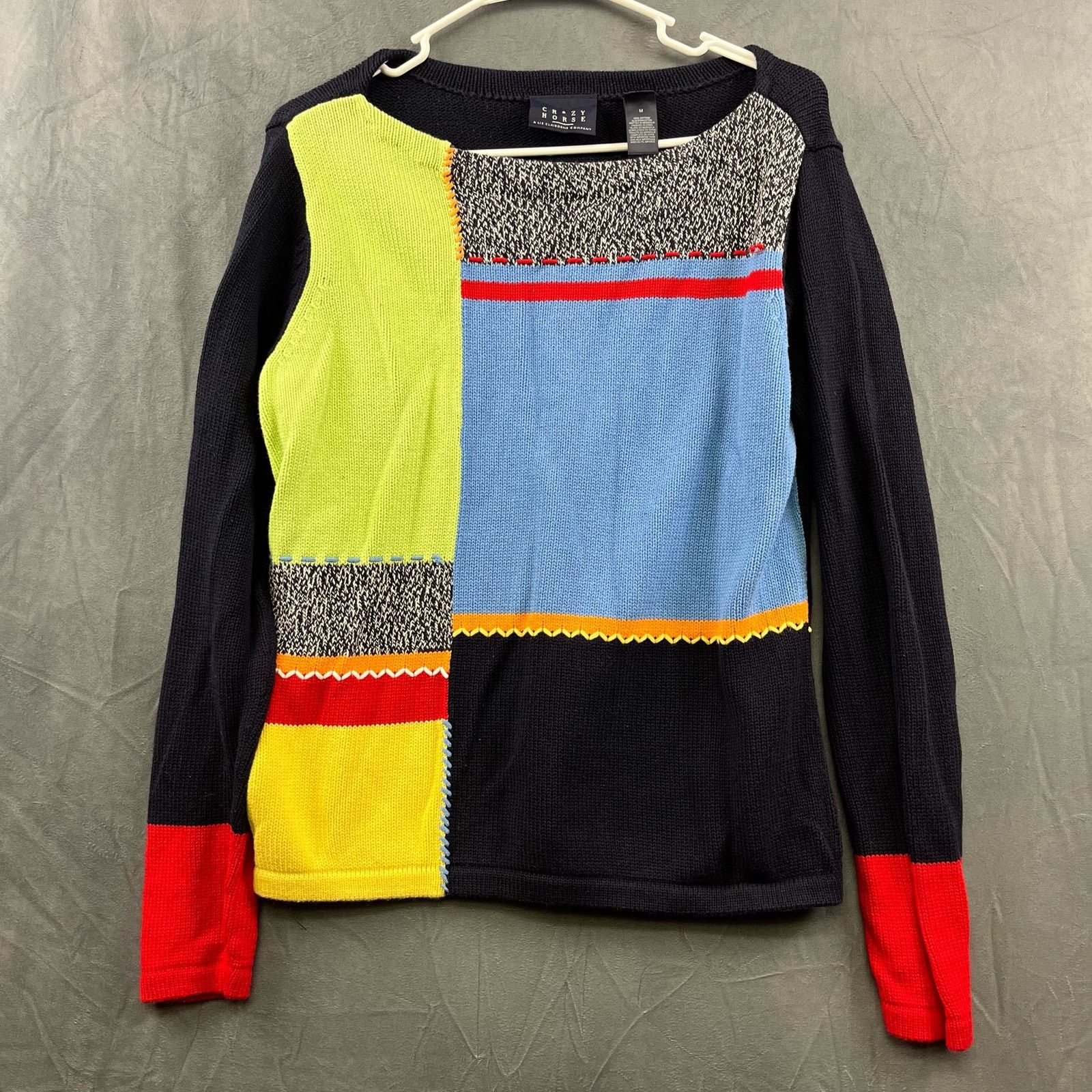 Other 90's Y2K Crazy Horse Knit Sweater Color Block Liz Claiborne Size M / US 6-8 / IT 42-44 - 1 Thumbnail