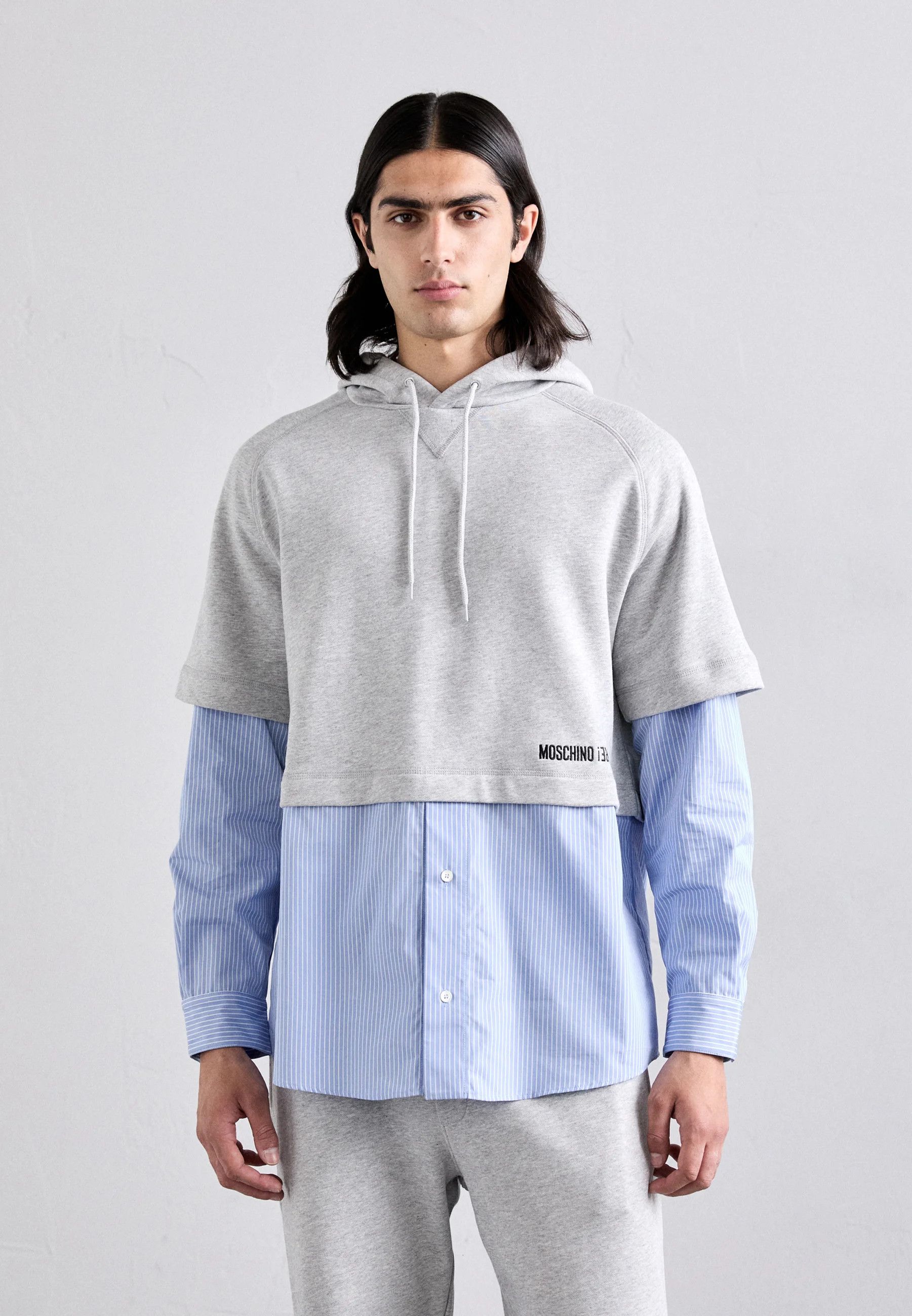 Moschino o1s22i1n0924 Hybrid Hooded Sweatshirt in Grey/Light Blue Size US M / EU 48-50 / 2 - 2 Thumbnail