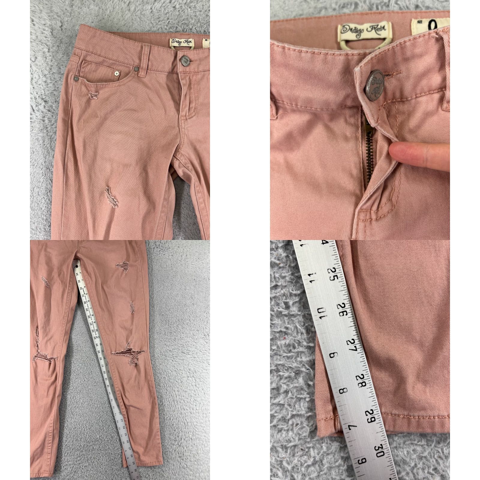 Vintage VINTAGE Indigo Rein Womens Jeans Skinny 5-Pocket Denim Distressed Pink Cotton Blend 29 Inseam 9 Size 30" / US 8 / IT 44 - 8 Thumbnail