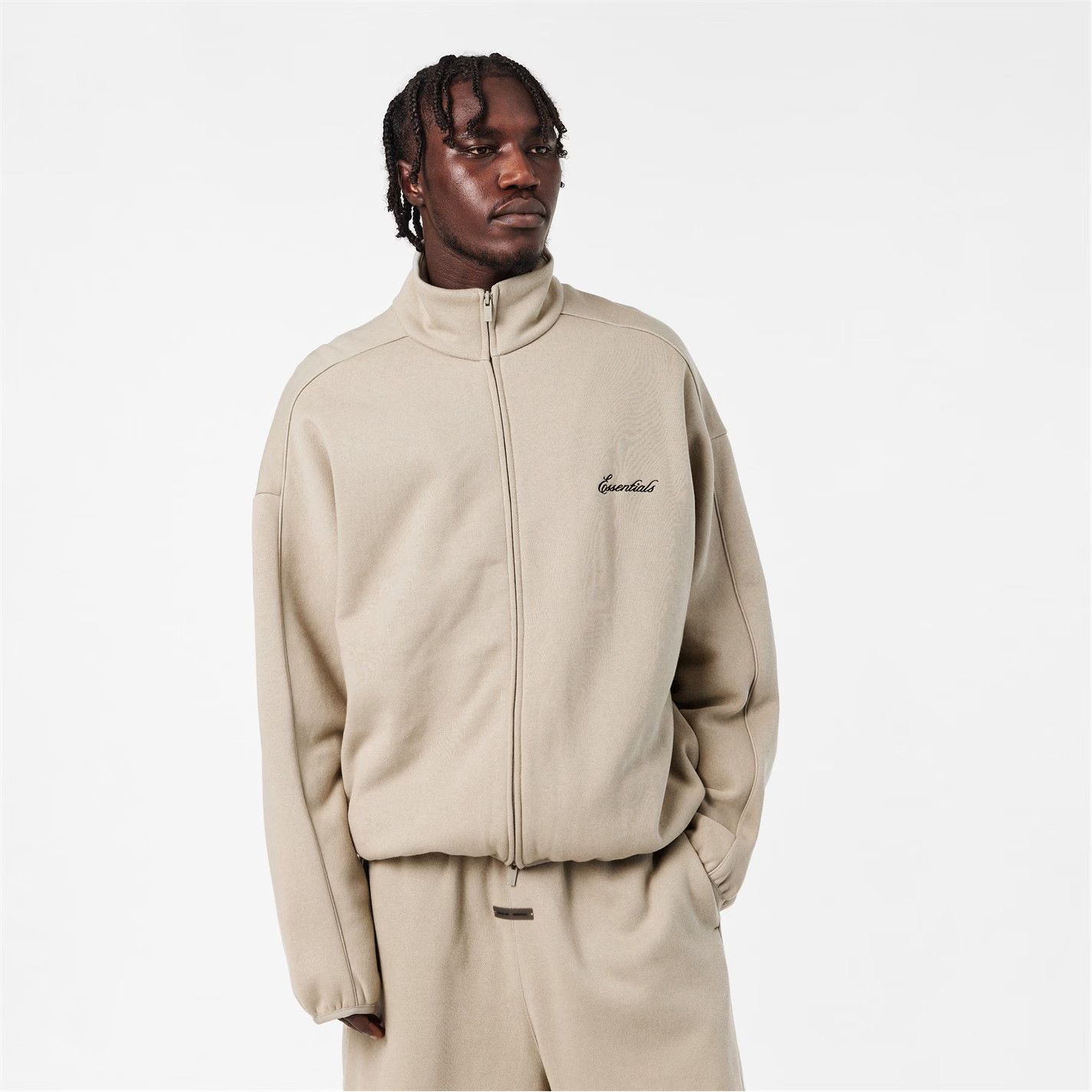 Fear of God o1g2r1mq0426 Fleece Relaxed Fit Zip Tracksuit Jacket Beige Size US XS / EU 42 / 0 - 3 Thumbnail