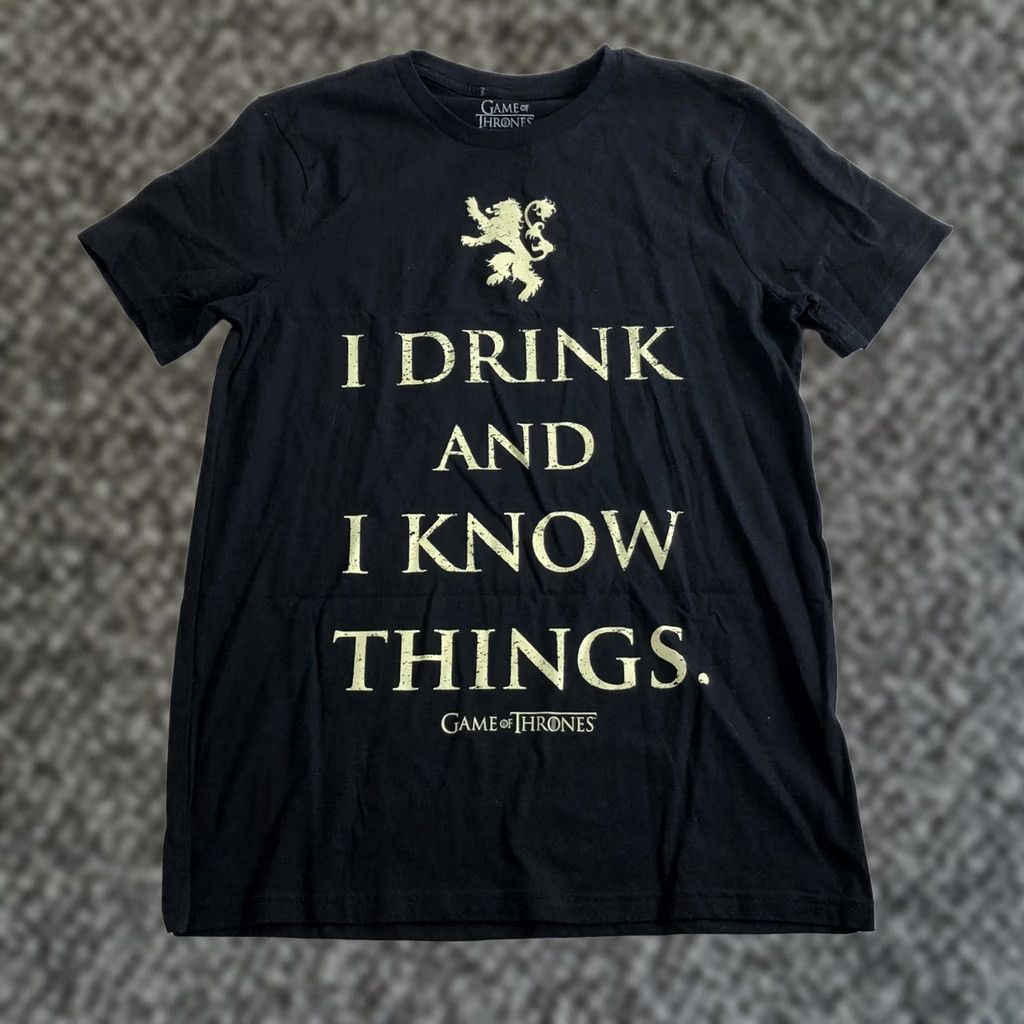 Vintage Game Of Thrones Womens Black I Drink And I Know Things Pullover T Shirt Size S Size S / US 4 / IT 40 - 1 Thumbnail
