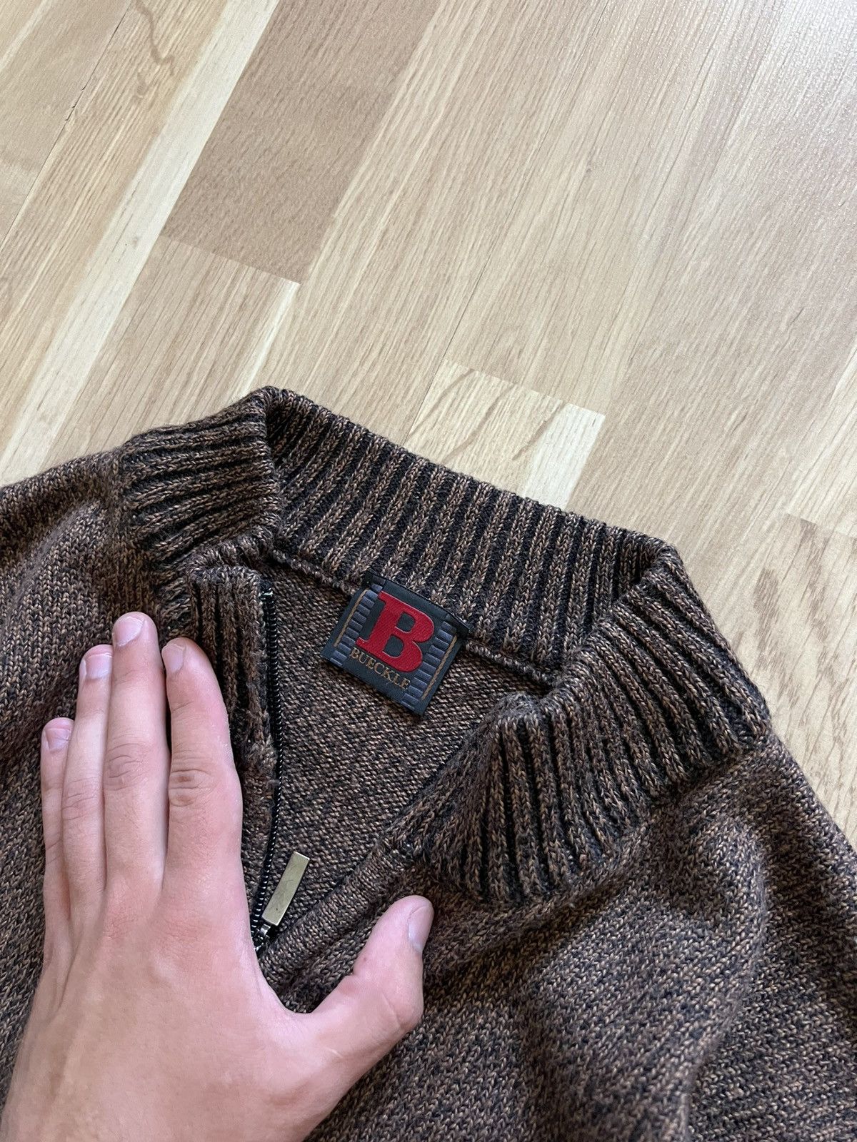 Designer × Vintage Vintage dolce Gabbana style zip sweater punk brown 90s Size US L / EU 52-54 / 3 - 4 Thumbnail
