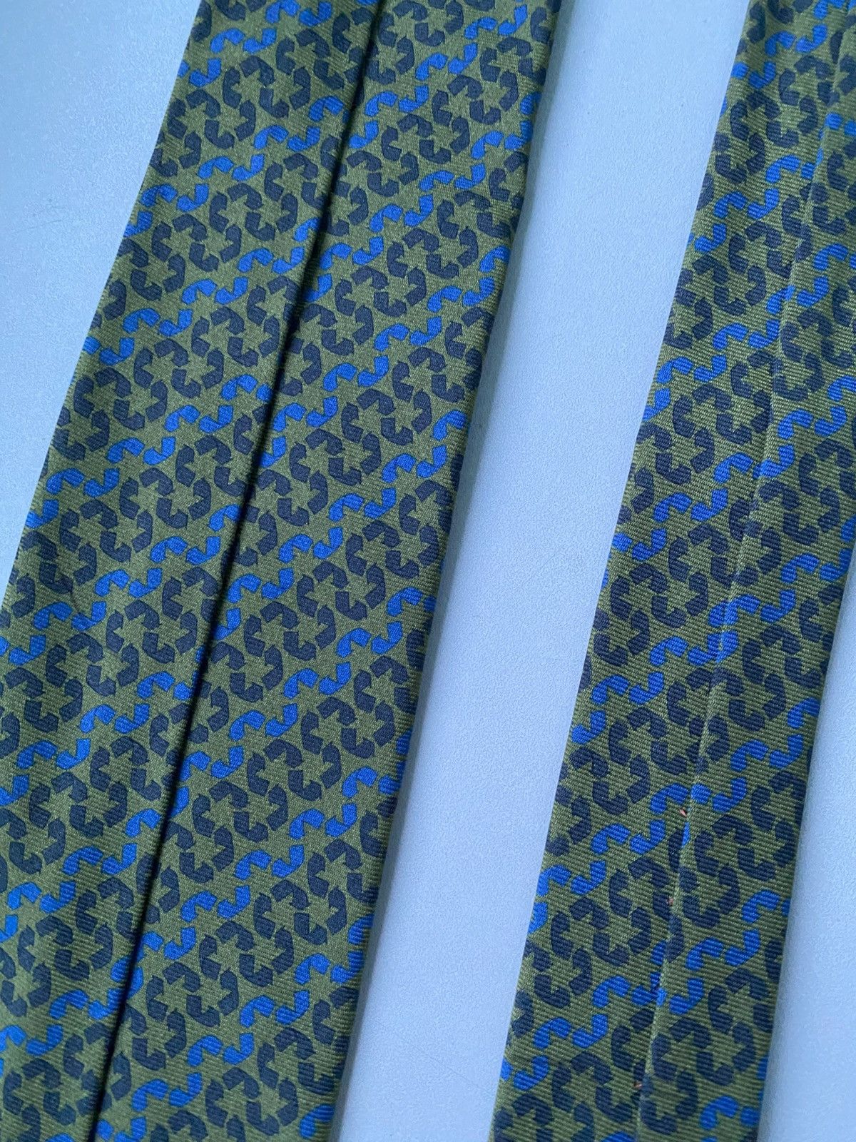 Hermes Hermes Tie 645668 EA 100% Silk Khaki Grey Blue France Luxury Size ONE SIZE - 7 Thumbnail