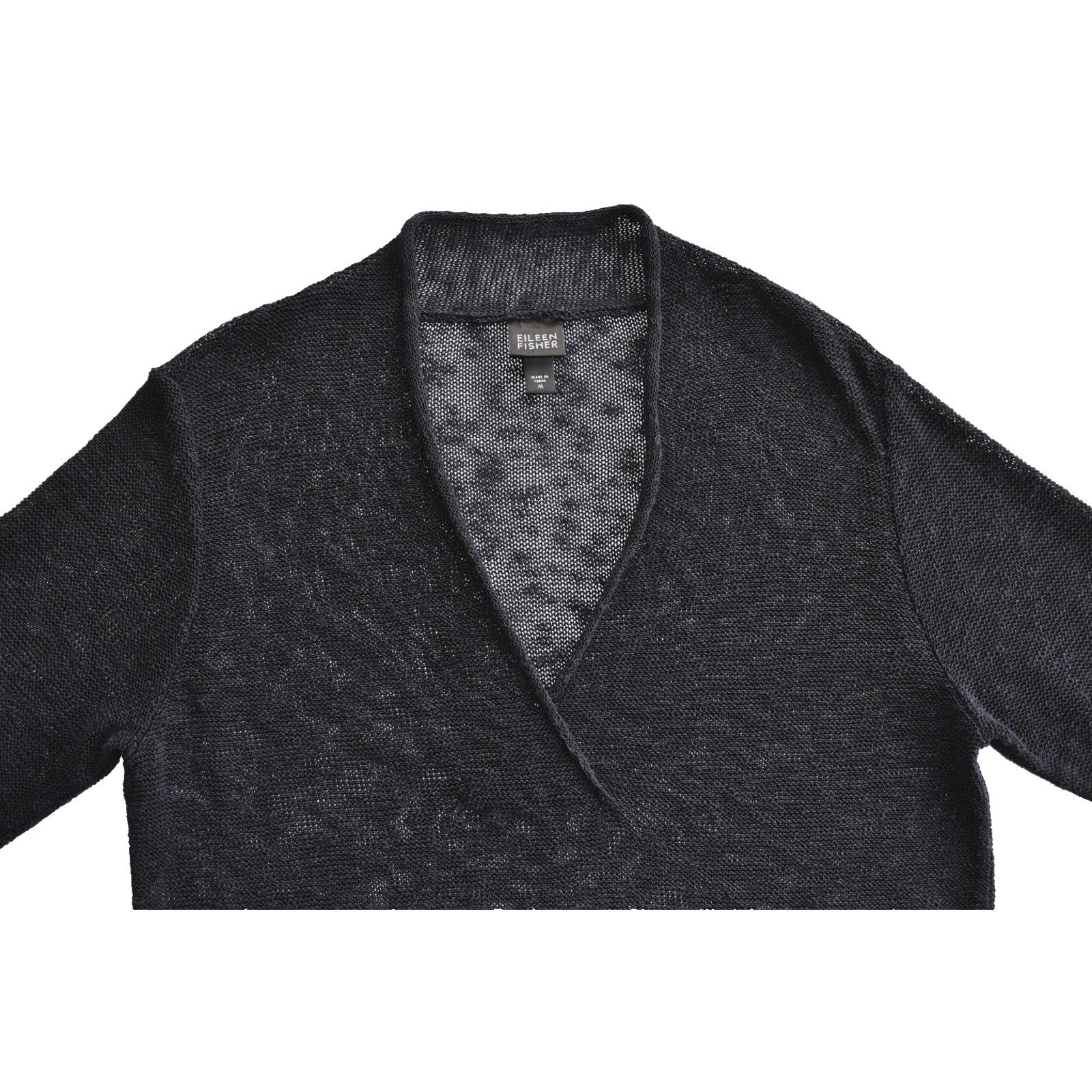 Eileen Fisher EILEEN FISHER Mesh Knit Linen V Neck Pullover Sweater Size M Size M / US 6-8 / IT 42-44 - 4 Thumbnail