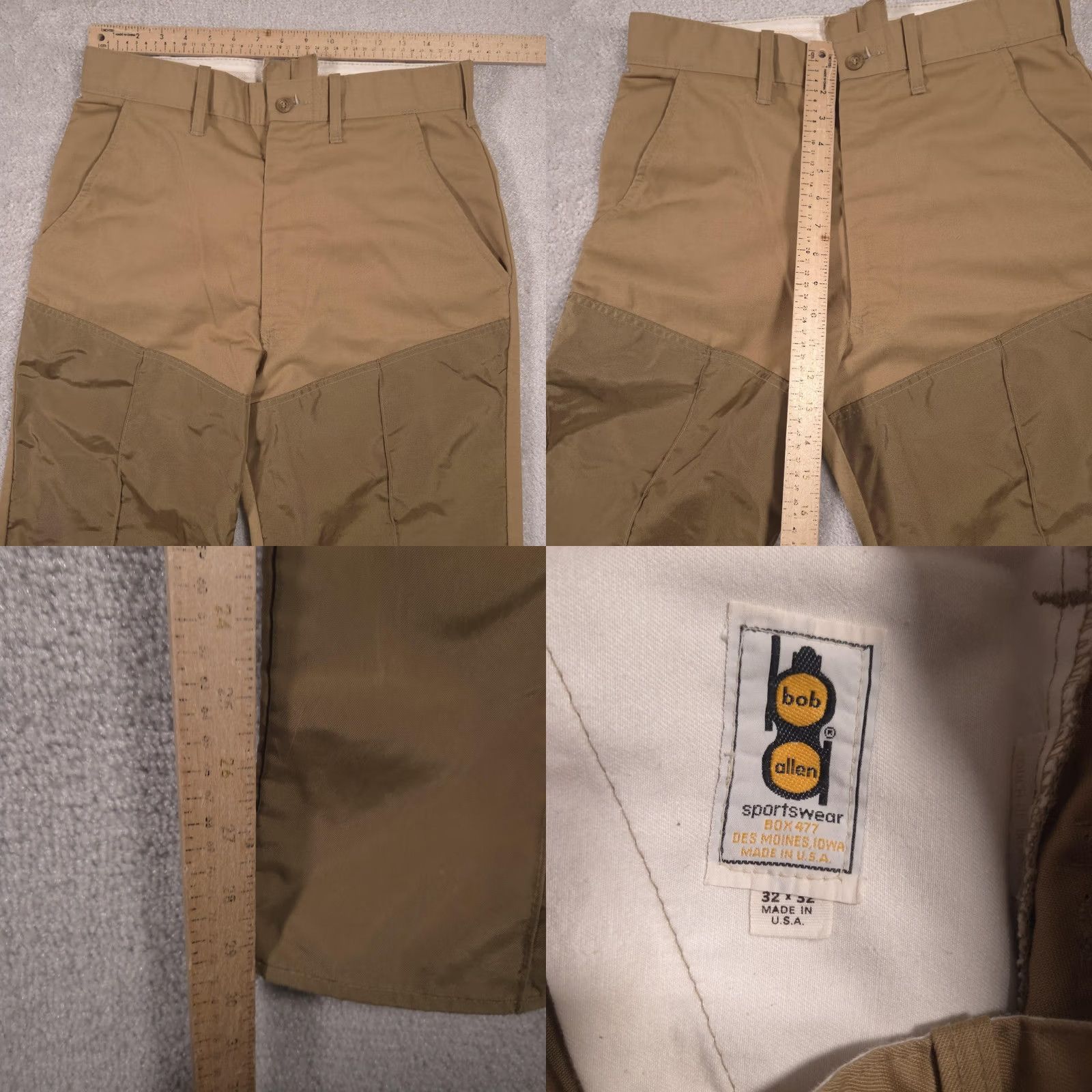 Vintage Bob Allen Pants Mens 32x30 Beige Canvas Workwear Upland Field Ankle Zip Pockets Regular Front Flat Front Zip Mens Beige Canvas Trousers Size US 32 / EU 48 - 8 Thumbnail