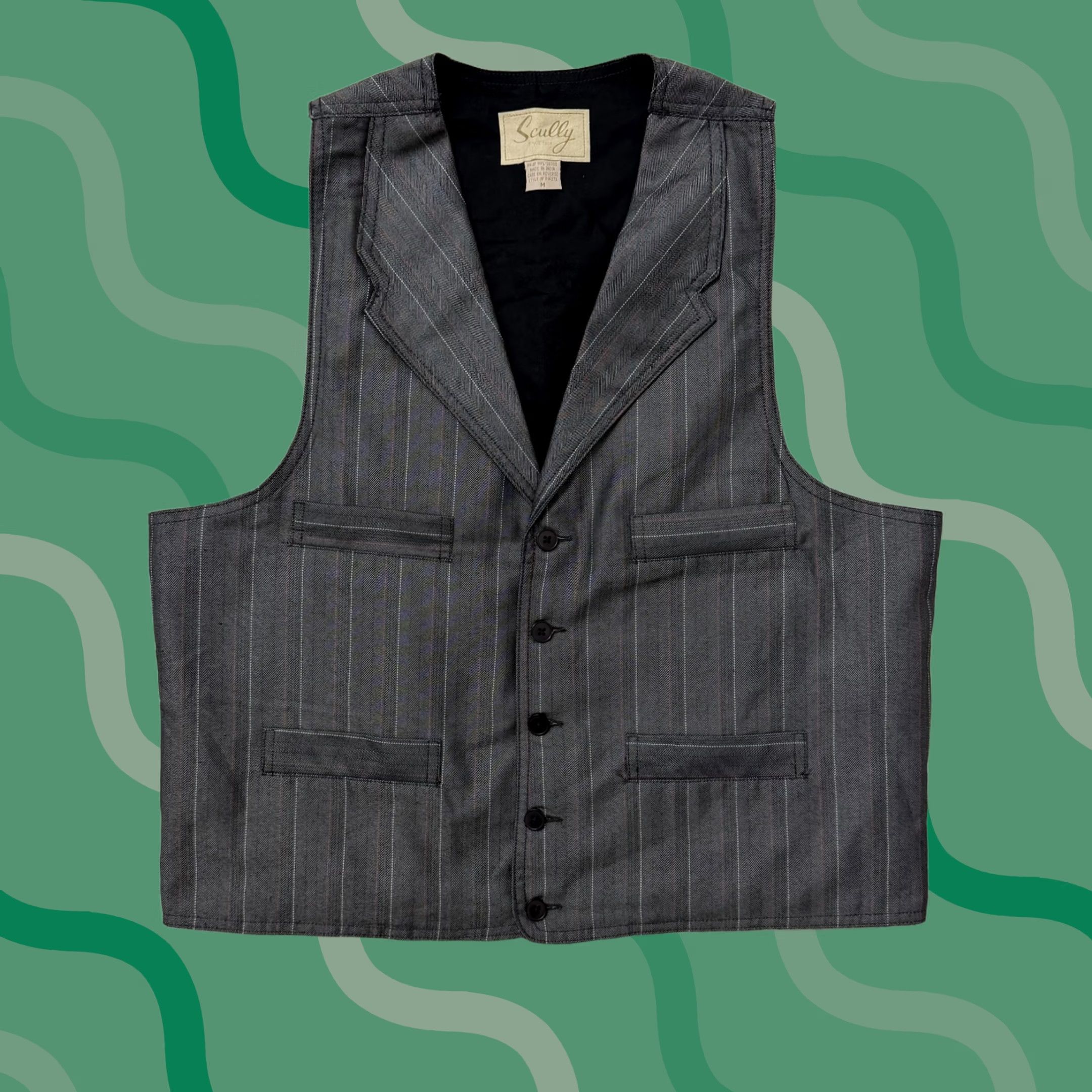 Scully Scully Vest Mens M Gray Pinstripe Waistcoat Suit Western Notch Lapel Dress Formal Business 3 Piece Boys? Womens? Size US M / EU 48-50 / 2 - 1 Thumbnail