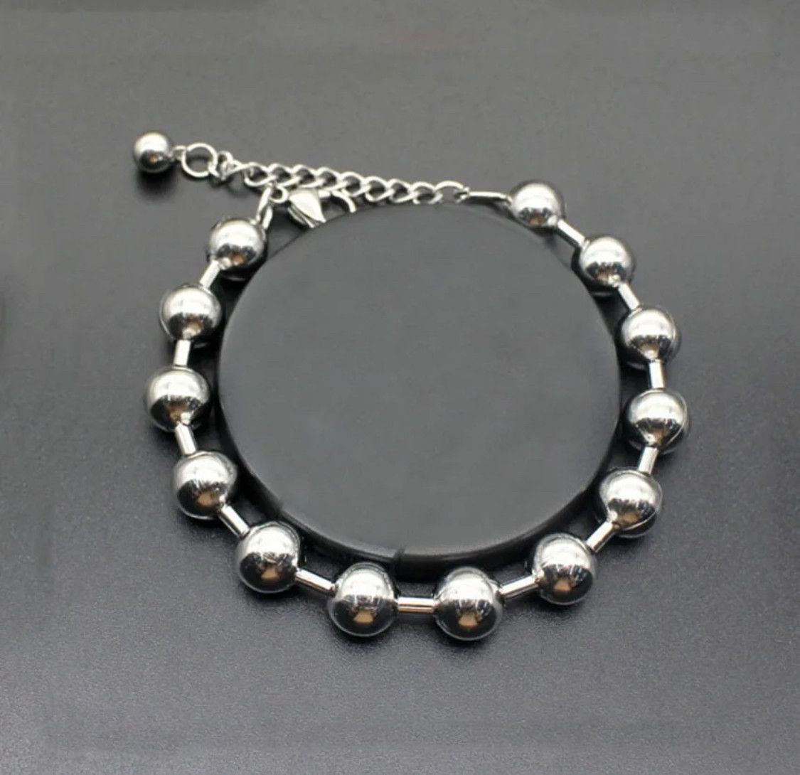 Jewelry x Vintage Ball Chain Bracelet 2000S Chrome Y2K Punk Skater Grunge in Silver, Men's