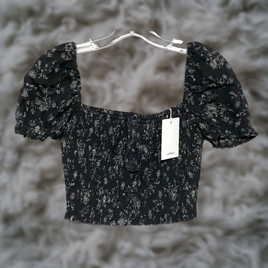Vintage VINTAGE Wilfred Smocked Floral Crop Top Puff Sleeve Milkmaid Cottagecore Womens S NWT Size S / US 4 / IT 40 - 1 Thumbnail