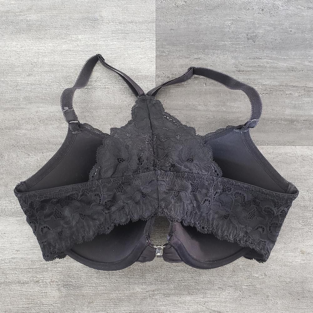 Designer Black Front Closure Adore Me Bustier Bra Size ONE SIZE - 2 Thumbnail