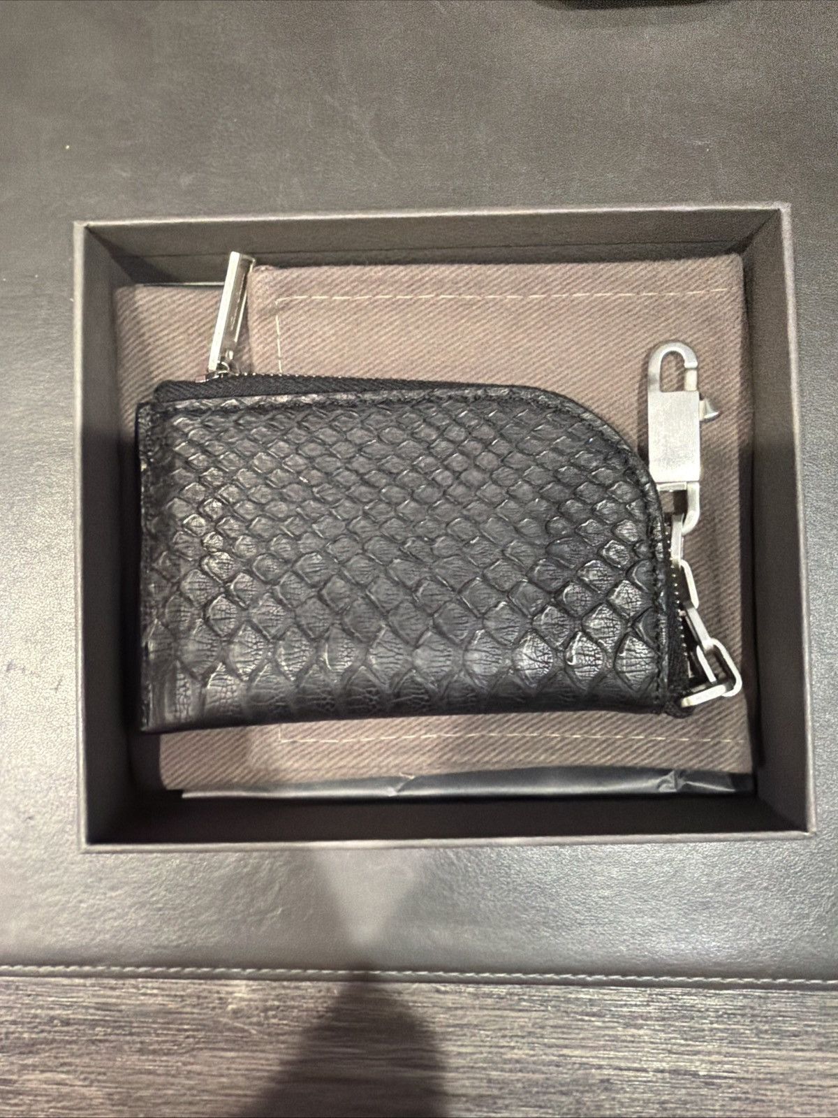 Rick Owens Rick Owens Concordians Hook Wallet in Black Python Leather Size ONE SIZE - 1 Thumbnail