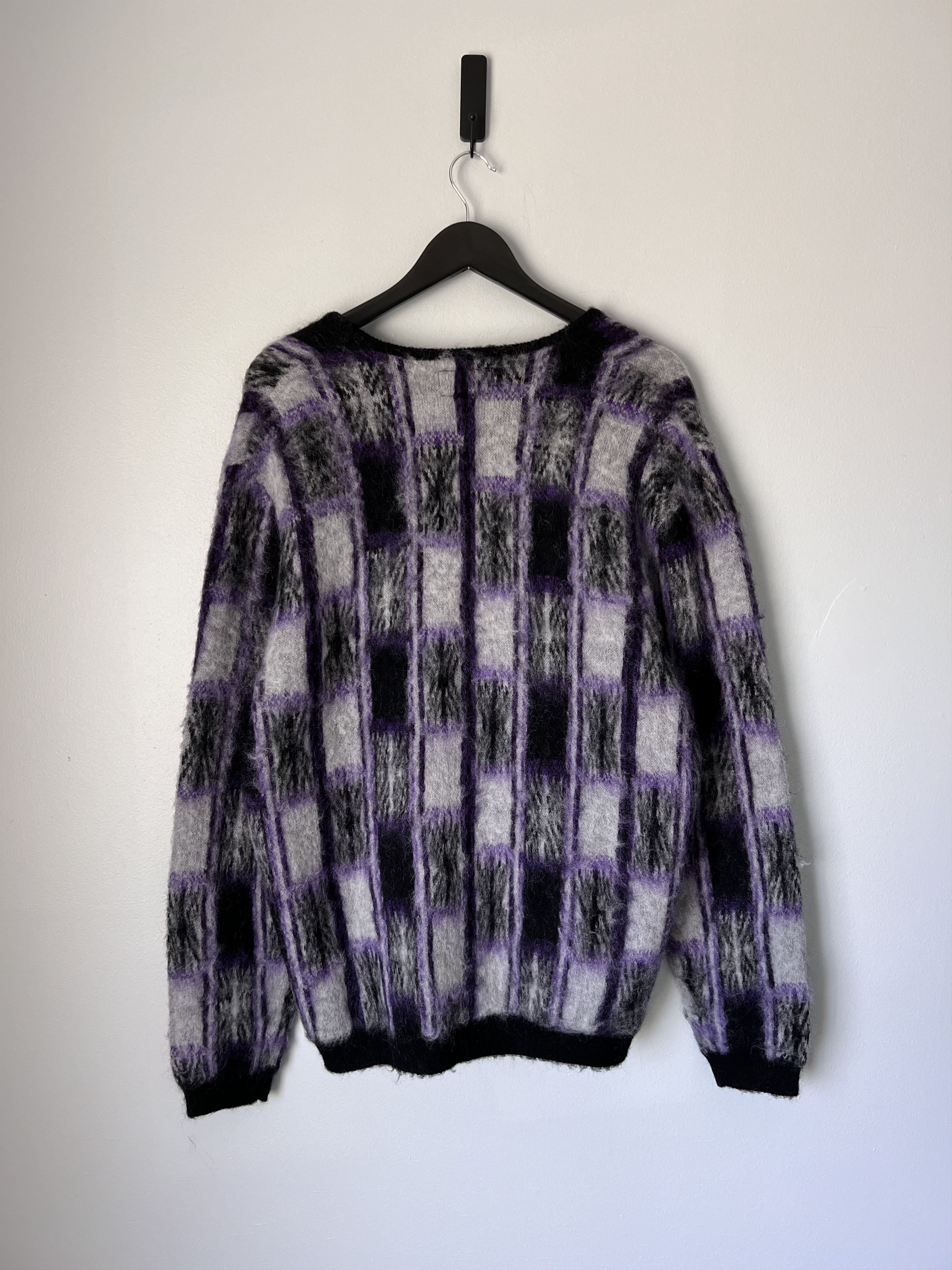 Beams Plus Beams Plus Double Check Mohair Cardigan in Purple Black Size US L / EU 52-54 / 3 - 4 Thumbnail