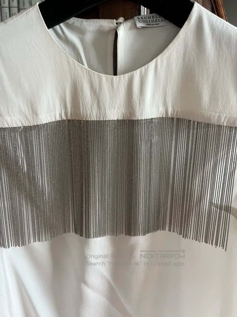 Brunello Cucinelli Brunello Cucinelli Fringed Heavy Silk Top Tank Top Size XS / US 0-2 / IT 36-38 - 2 Thumbnail