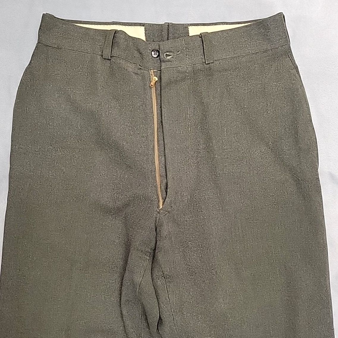 Vintage VINTAGE Military Pants Mens 32x31 Green Wool Zip Fly Flap Pocket 60s 70s READ Size US 32 / EU 48 - 3 Thumbnail