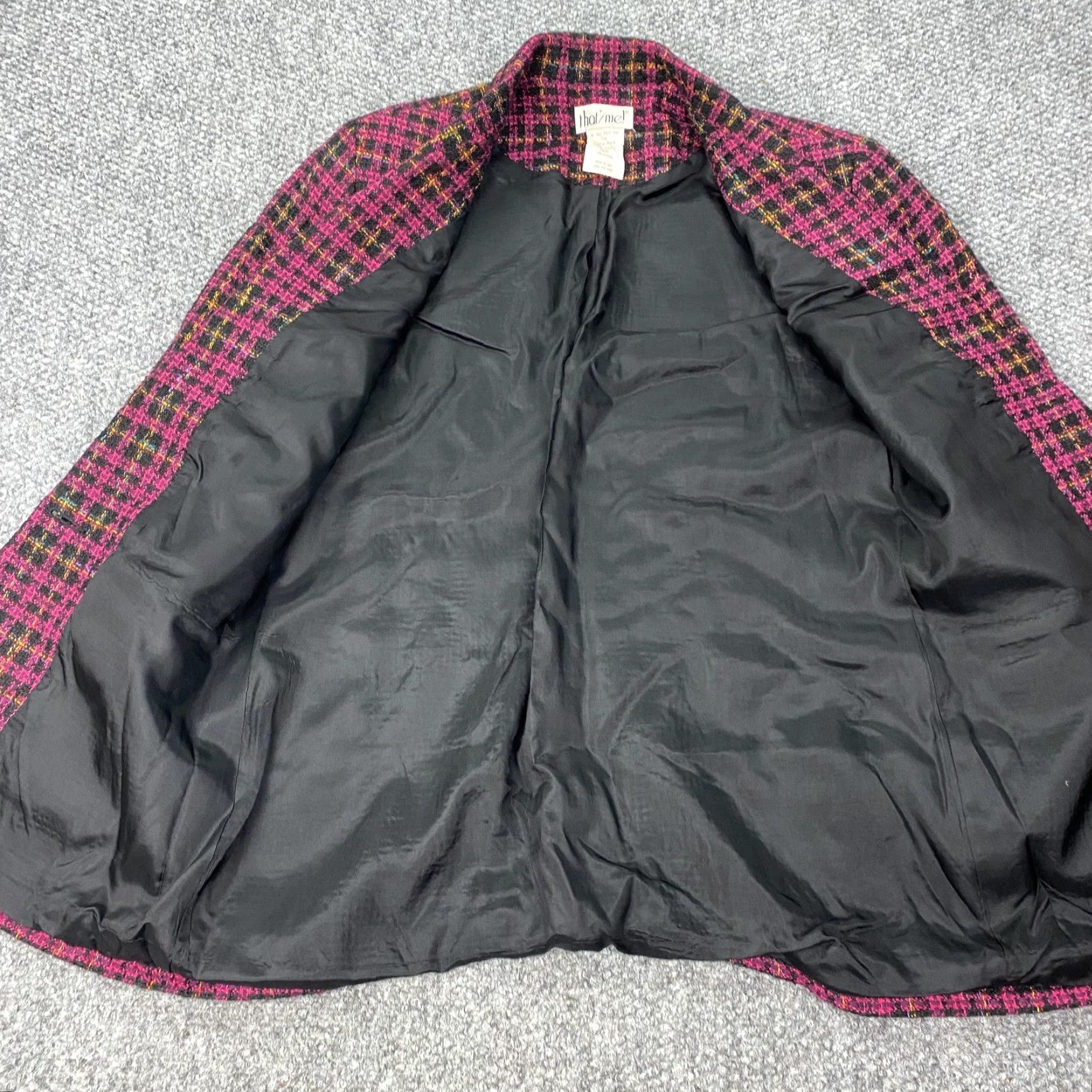 Vintage VINTAGE That's Me! Blazer Womens 18 Pink Black Tweed Plaid Single-Breasted Notch Lapel Jacket Tailored Business Workwear Womens 90s Size XXL / US 16-18 / IT 52-54 - 6 Thumbnail