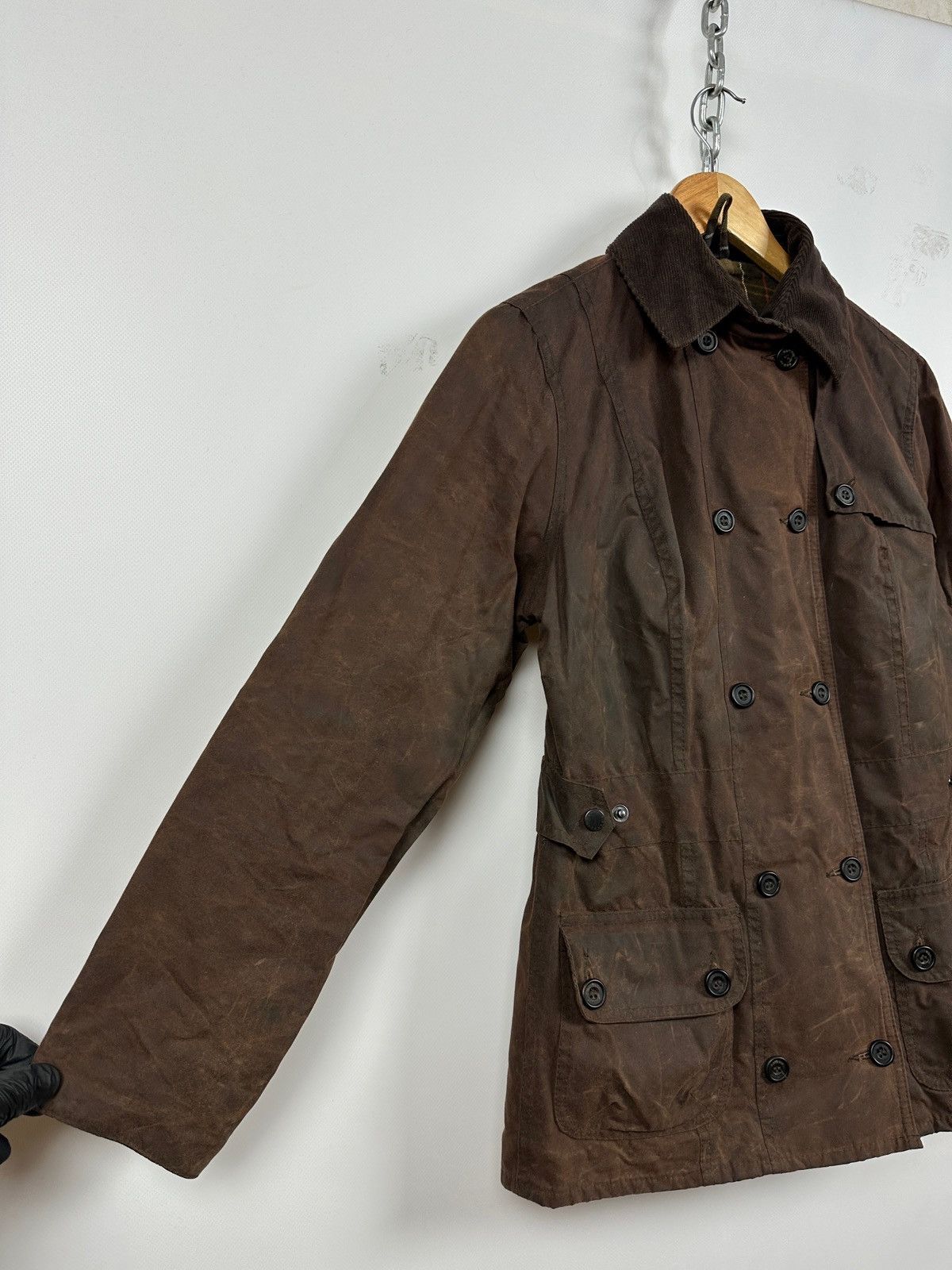 Barbour Double Breasted Brown Waxed Coat Jacket