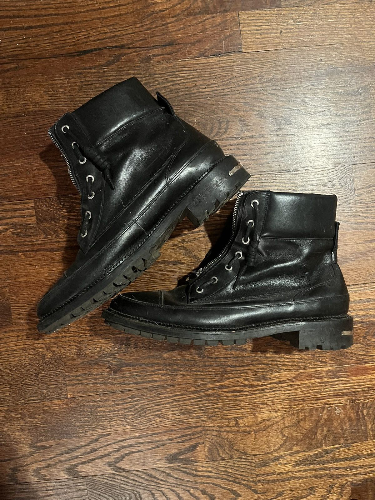 TOGA VIRILIS Toga Virilis Black Leather Lace-Up Boot Size US 13 / EU 46 - 1 Thumbnail