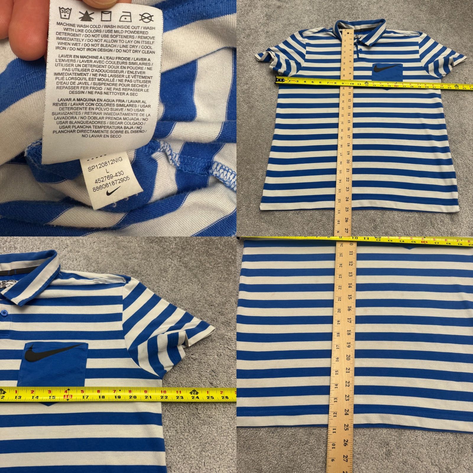 Nike Nike Golf Dri-Fit Polo Shirt Mens L Blue White Striped Short Sleeve Activewear Shirts Size US L / EU 52-54 / 3 - 8 Thumbnail
