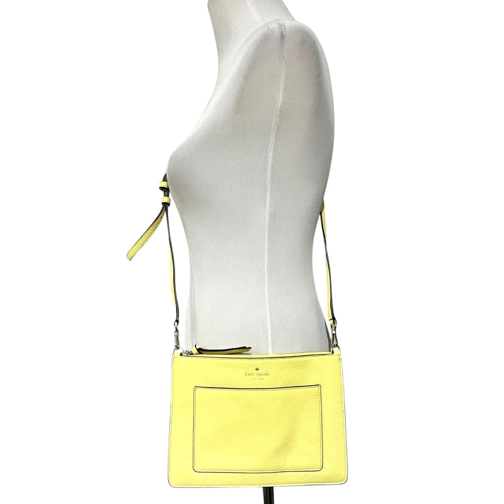 Vintage KATE SPADE Knott Small Crossbody Yellow Pebbled Leather Purse Slim Crossbody Women's Size ONE SIZE - 3 Thumbnail