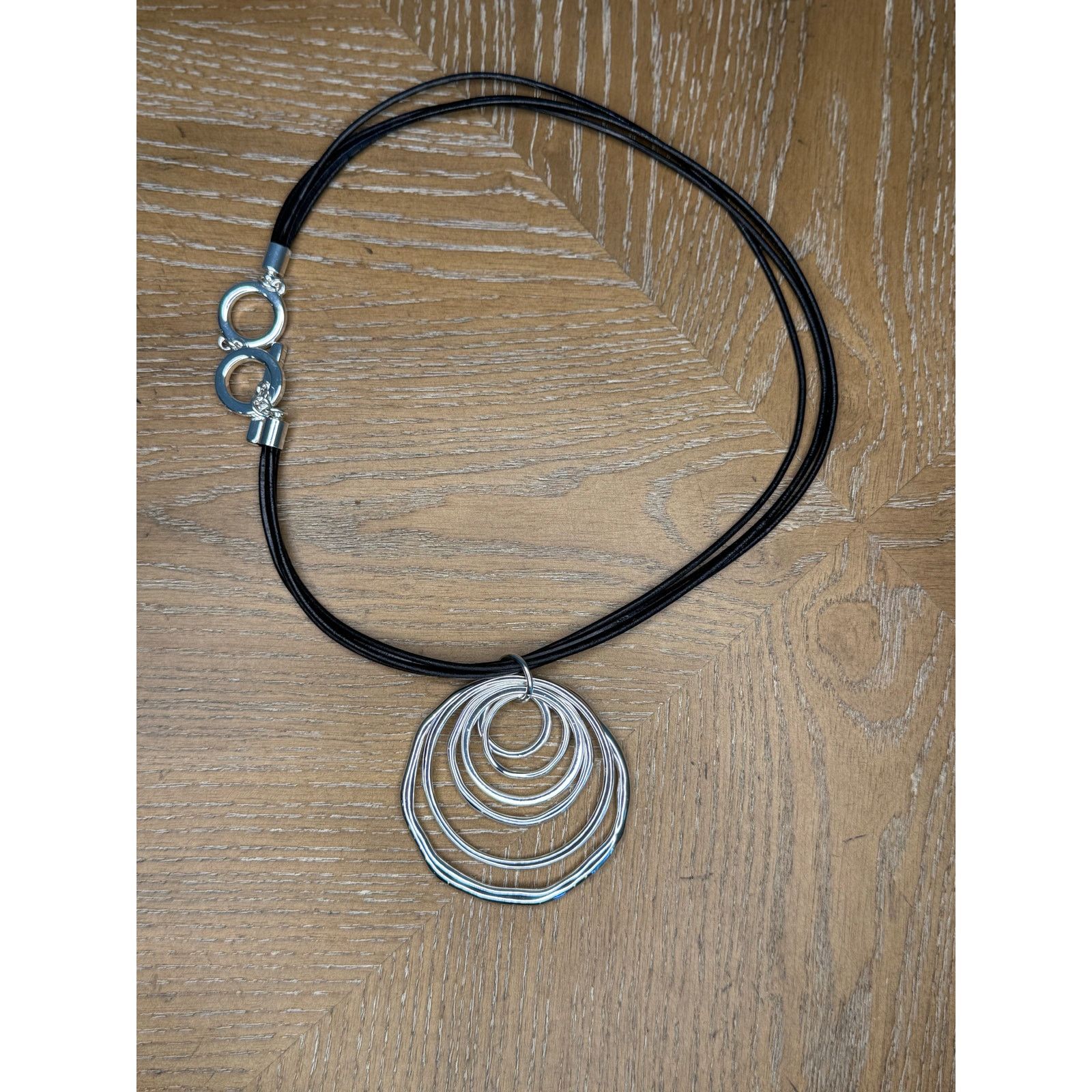 Anne Klein Anne Klein Silver Tone Double Oval Pendant Necklace Snake Size ONE SIZE - 3 Thumbnail