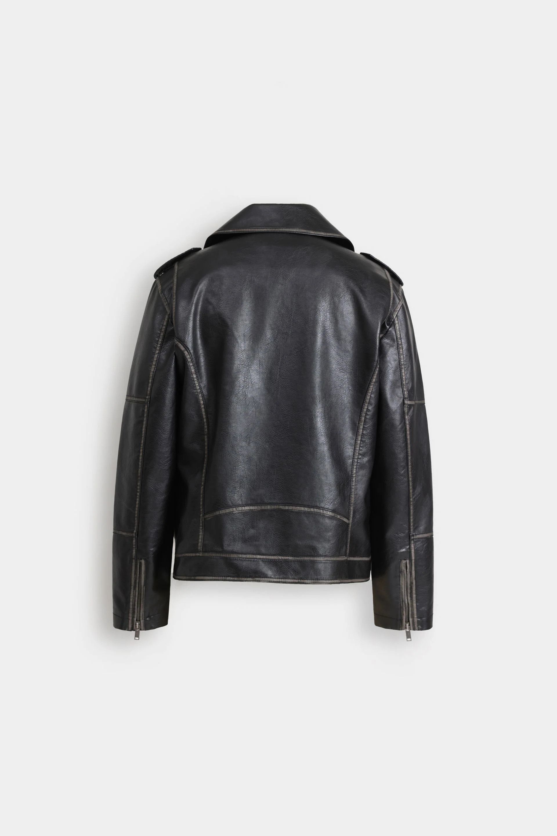 Other Men’s Black Faux Leather Biker Jacket Zip Up Size US XL / EU 56 / 4 - 7 Thumbnail