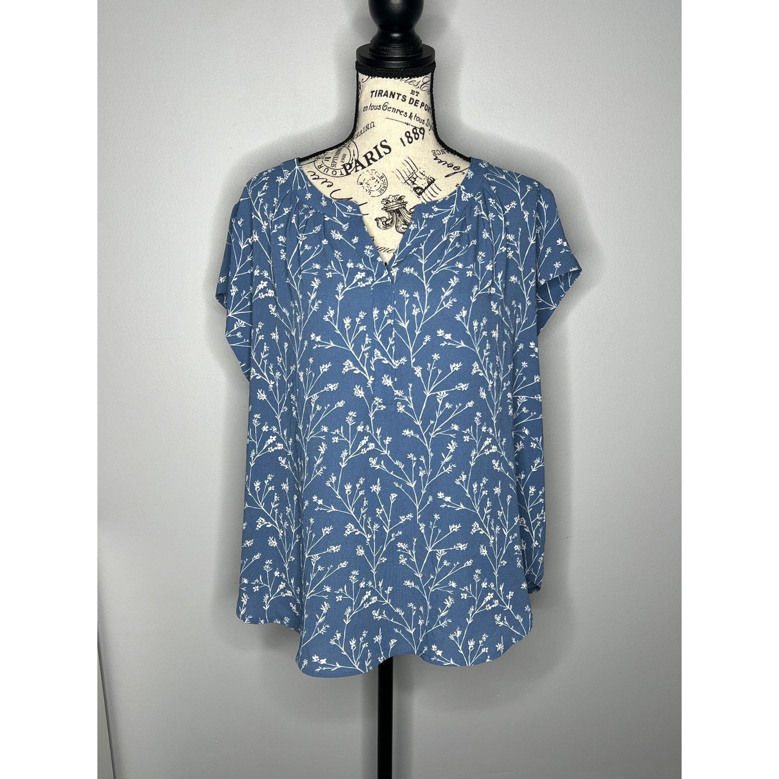 Other Morey Split Neck Short Sleeve Blouse - Stitch Fix Crepe Top Size XXL / US 16-18 / IT 52-54 - 9 Thumbnail