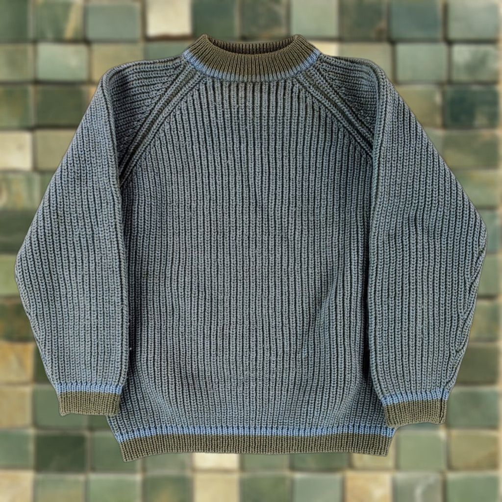 Vintage VINTAGE VTG Sweater Scotland 100% Wool 50s 60s Blue Green Ribbed Stockinette Mens L Blue Stockinette Pullover Men Size US L / EU 52-54 / 3 - 1 Thumbnail