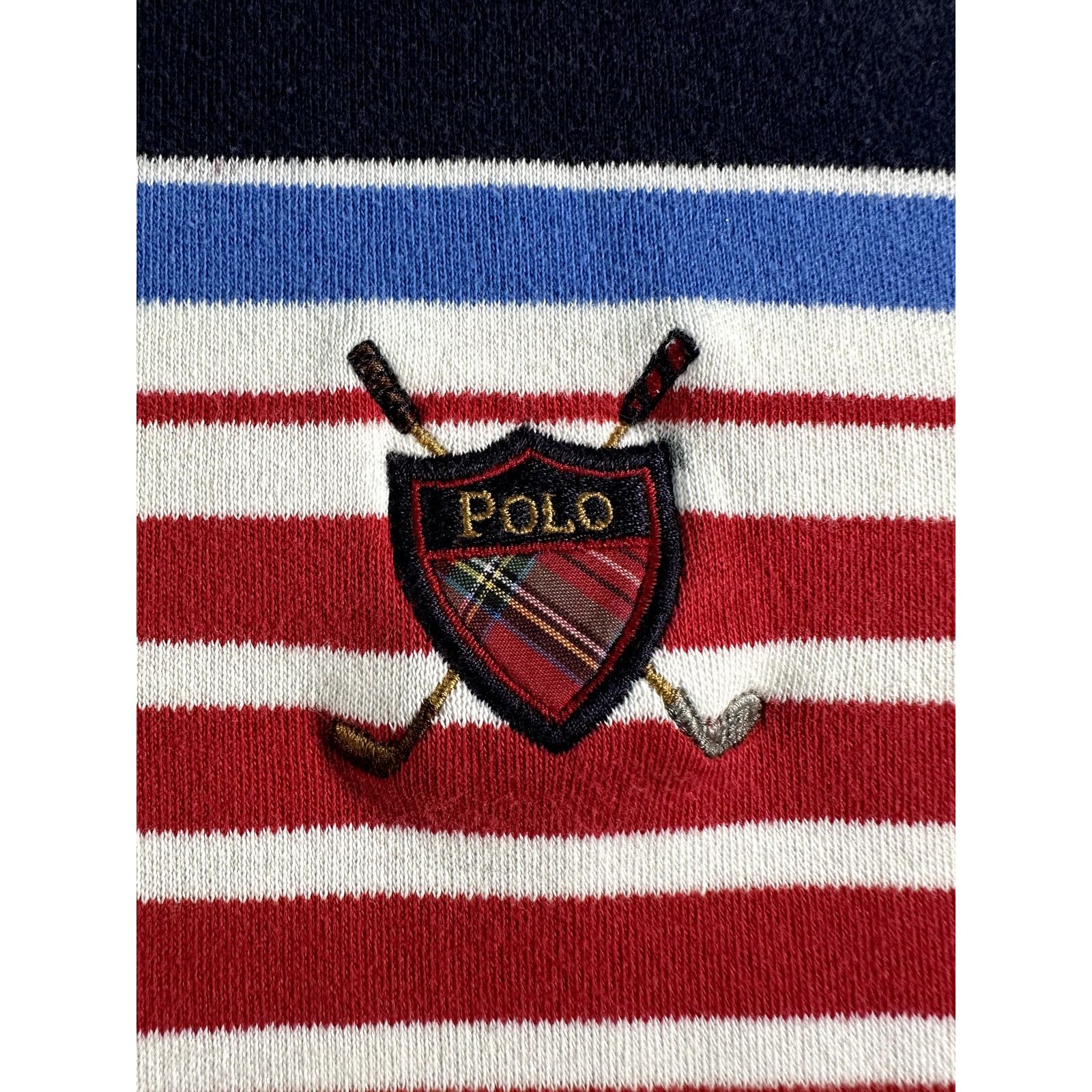 Polo Ralph Lauren Polo Ralph Lauren Red White Blue Striped Crest Polo Shirt Size US L / EU 52-54 / 3 - 4 Thumbnail