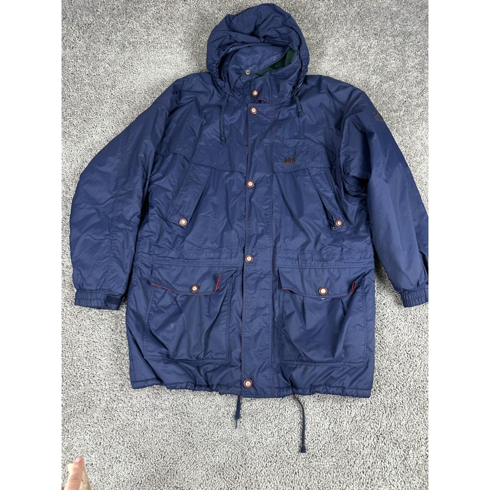 Helly Hansen VINTAGE Helly Hansen Jacket Mens Large Navy Hooded Parka Quilted Lined Multi Pocket Size US L / EU 52-54 / 3 - 2 Thumbnail