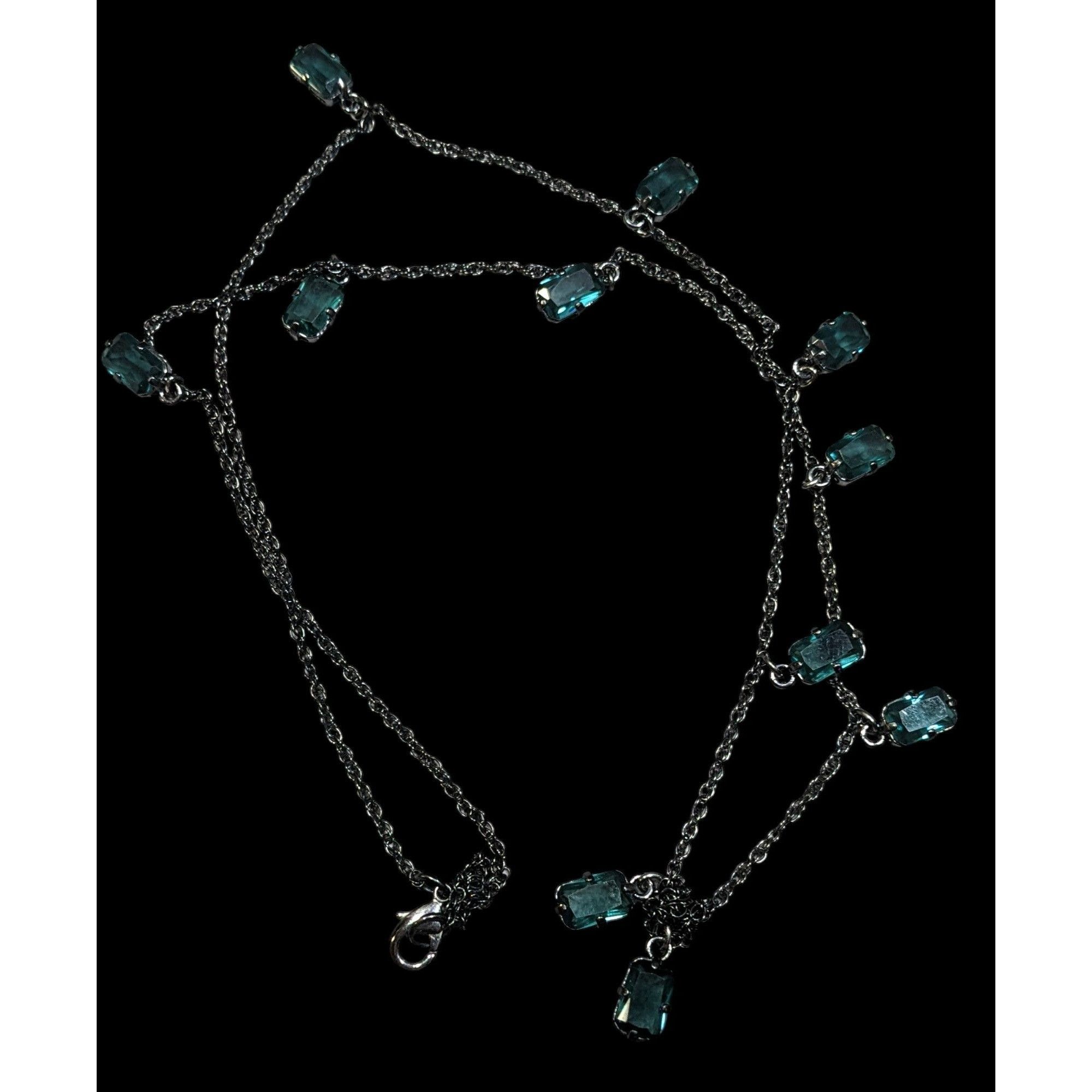 Other Gothic Green Gemmed Gunmetal Tone Charm Necklace Size ONE SIZE - 2 Thumbnail