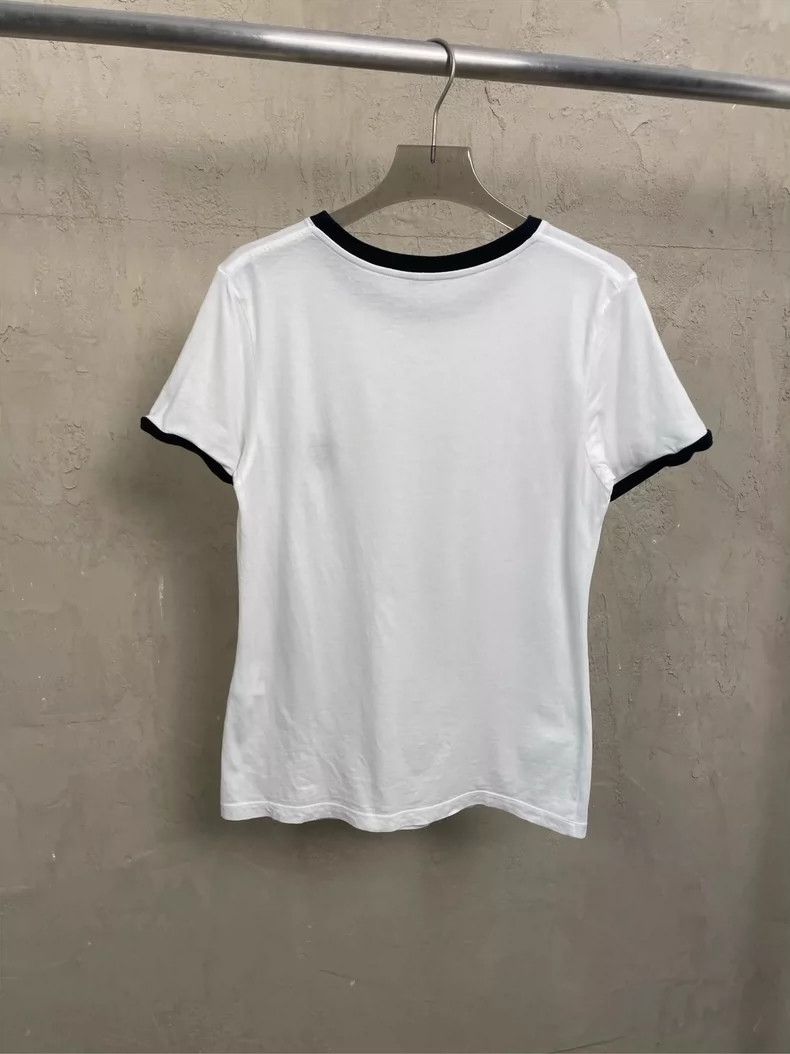 Loewe LOEWE White embroidered small Logo black edged short sleev Size S / US 4 / IT 40 - 6 Thumbnail
