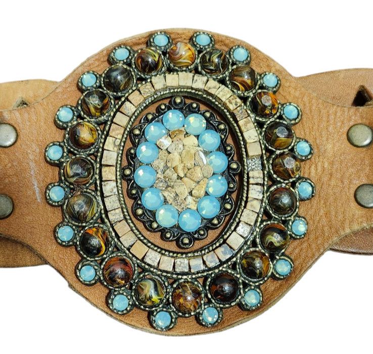 Other LeatheRock Custom Linked Leather Studded Rhinstone Size M/L Size ONE SIZE - 7 Thumbnail