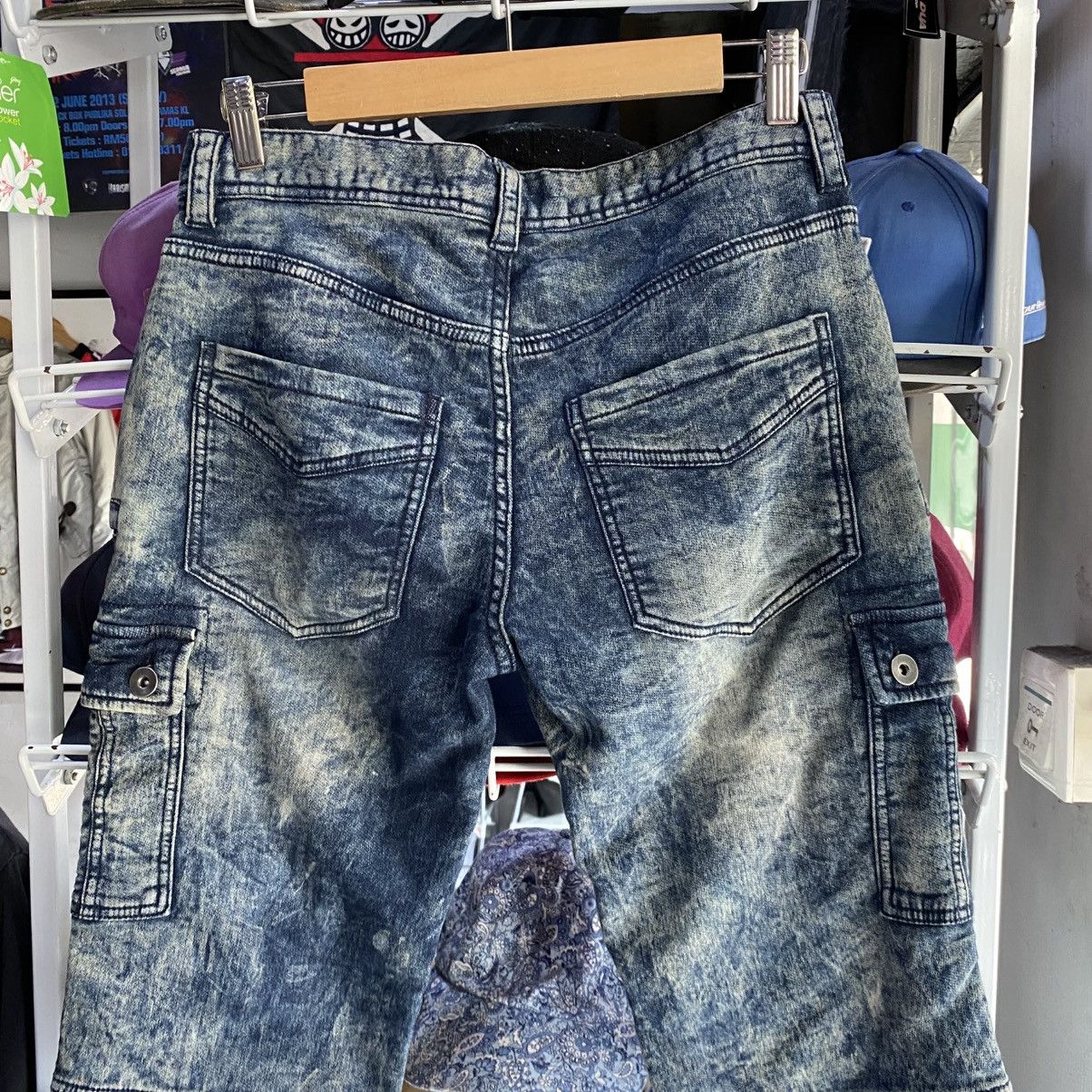 In The Attic × Japanese Brand × Seditionaries IN THE ATTIC Cargo Shorts Pants MultiPocket Denim Acid Wash Size US 30 / EU 46 - 13 Thumbnail
