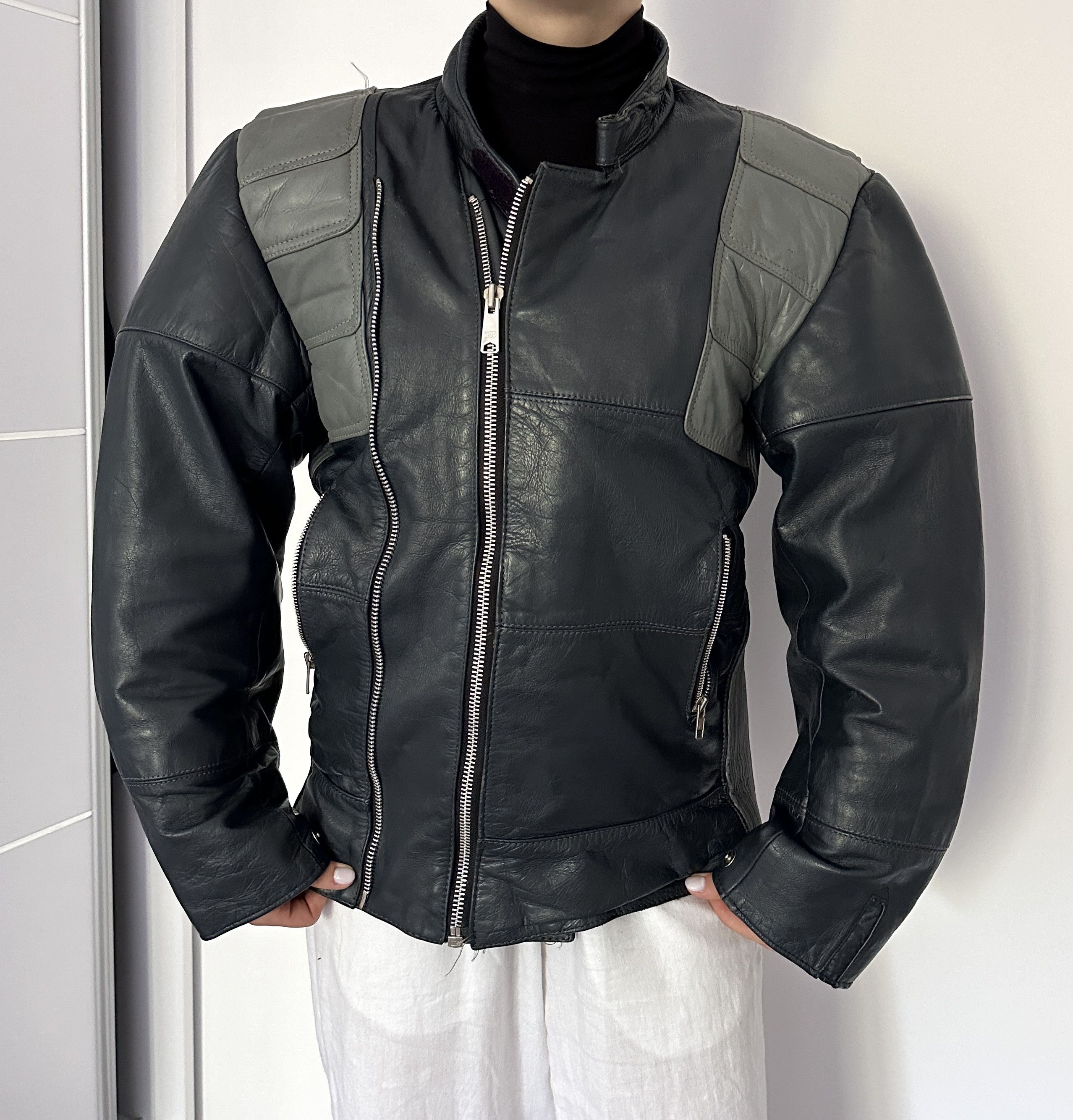 Vintage Rare leather boxy jacket motorcycle racing oversize Size L / US 10 / IT 46 - 3 Thumbnail