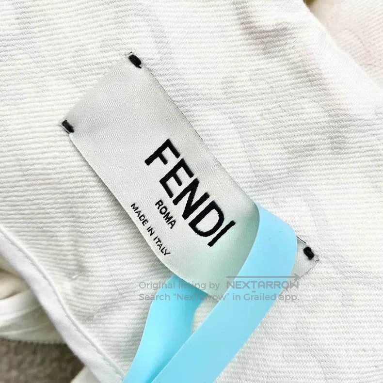 Fendi Fendi Cotton White Full-Print Logo High-Waist Denim Shorts Size 25" / US 0 / IT 36 - 4 Thumbnail